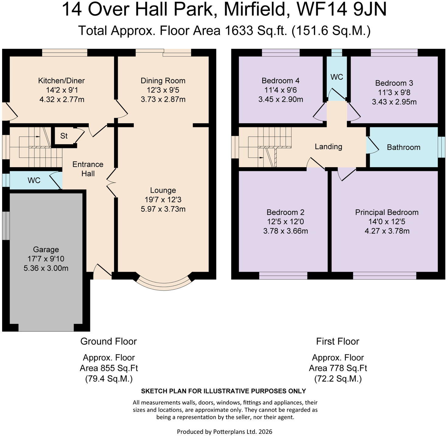14, Over Hall Park, Mirfield, WF14 floorplan