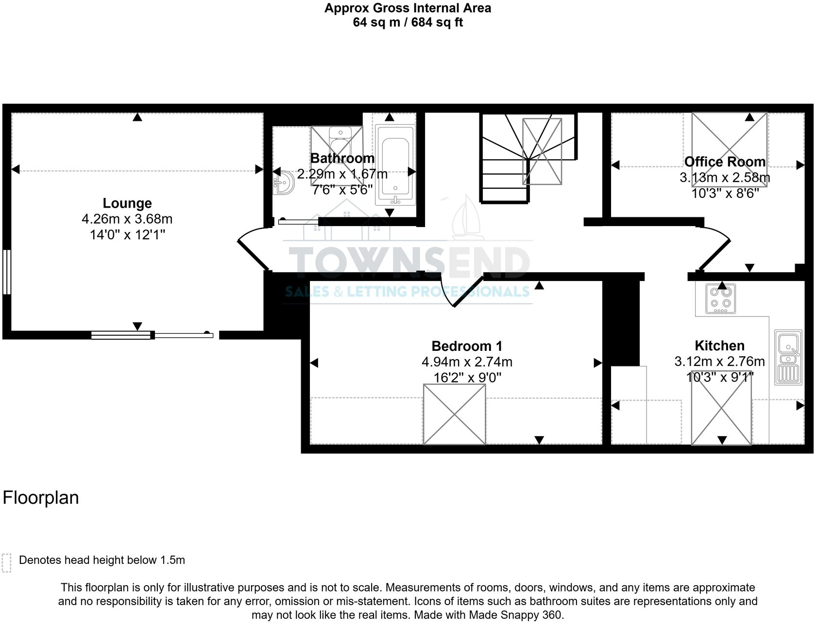 Top Flat , Falmouth Marina, North Parade, TR11 2TD floorplan