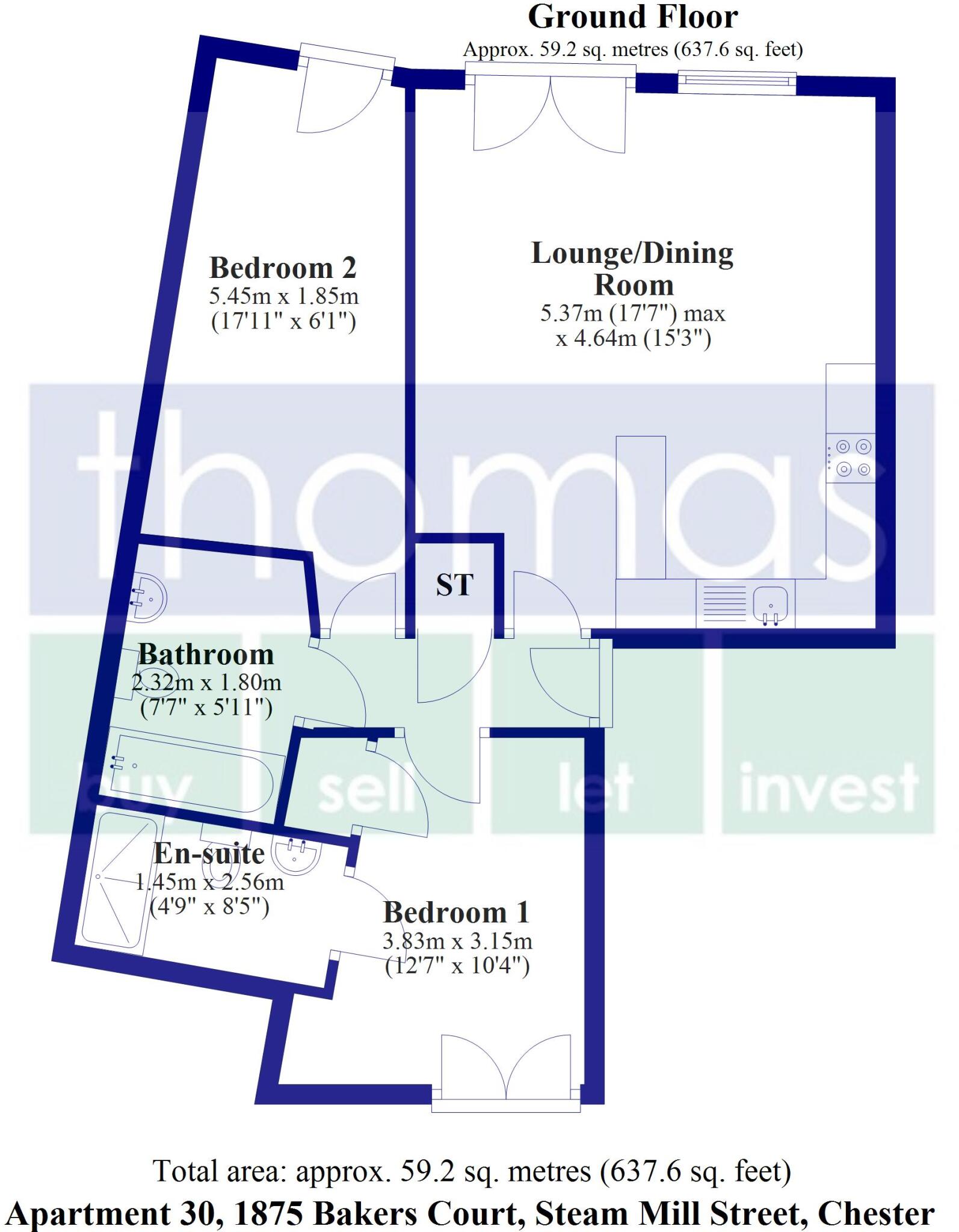 2 x 2 Bedroom 2 Bath Penthouse Apartments, Chester City Centre floorplan