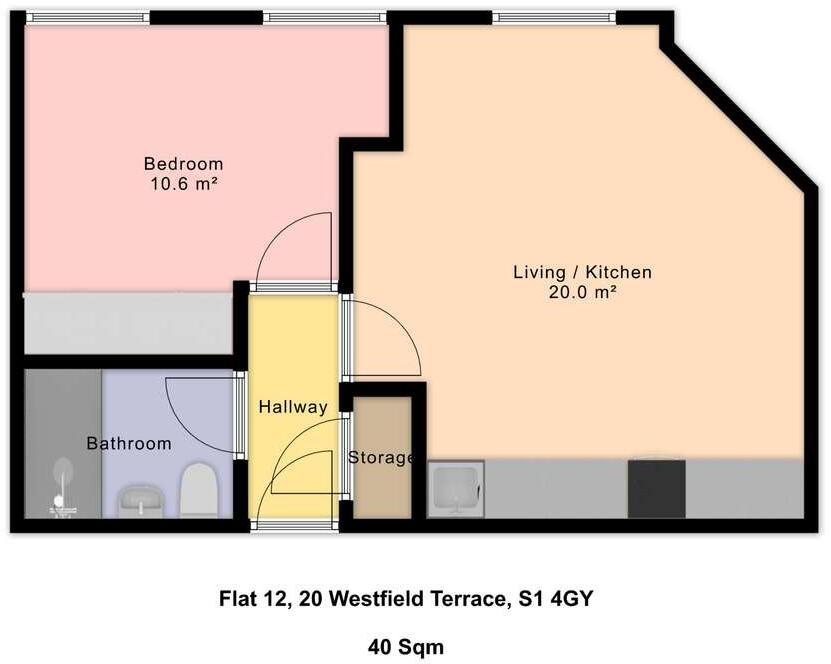 Apartment 12, 20 Westfield Terrace S1 4GH floorplan