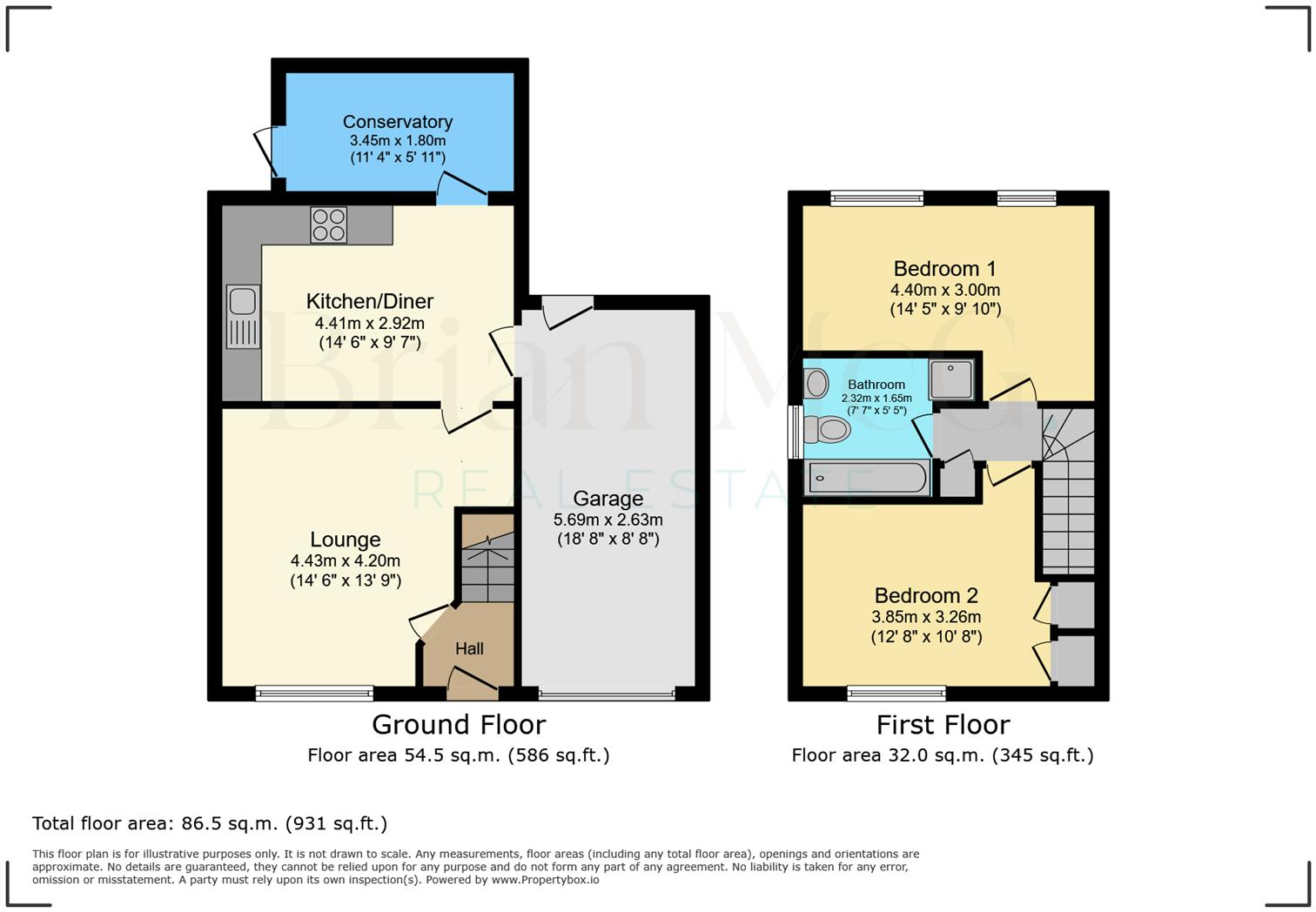 Webb Drive, Boughton Vale, Rugby - Conservatory & Garage floorplan