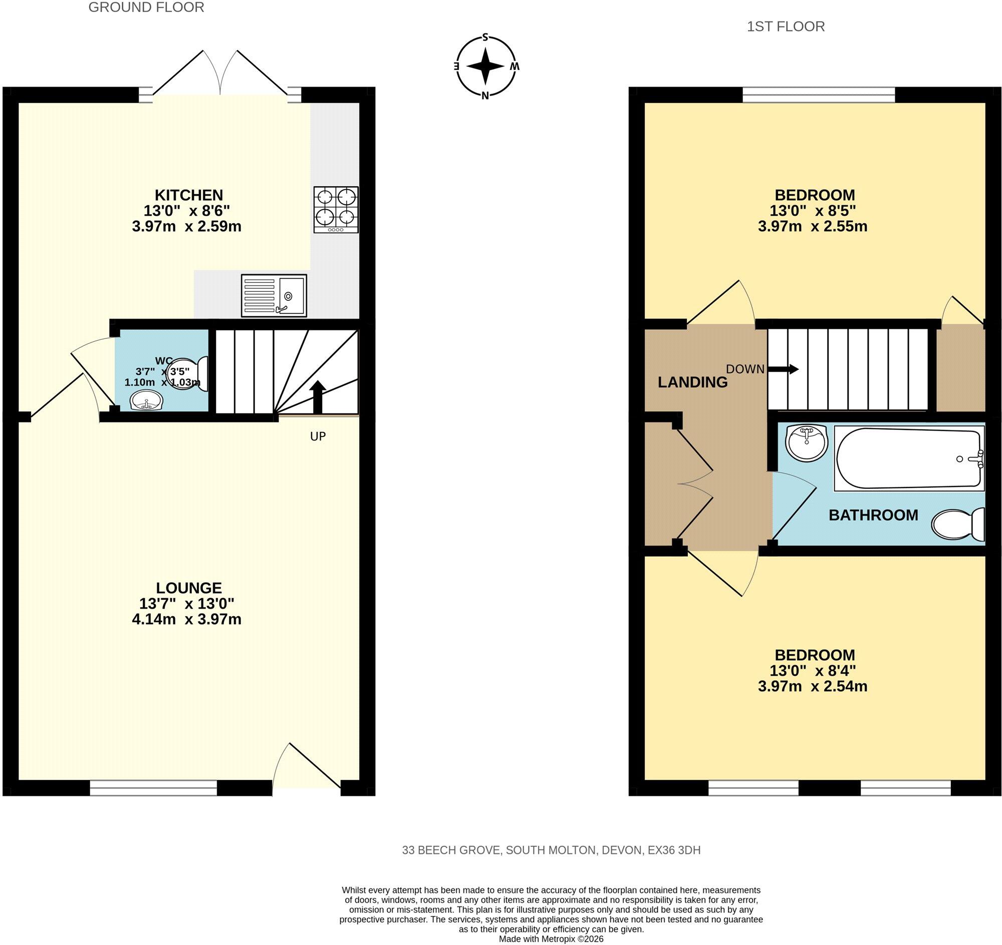33, Beech Grove, South Molton, Devon, EX36 floorplan