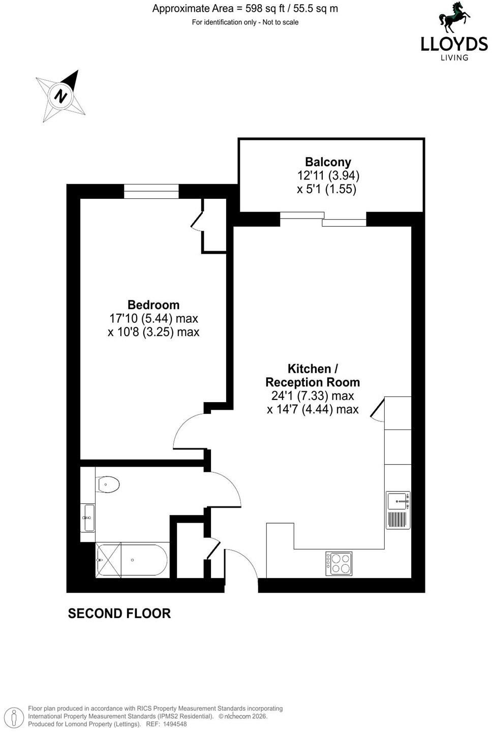 1 bedroom property in Darlington House, Peterborough floorplan