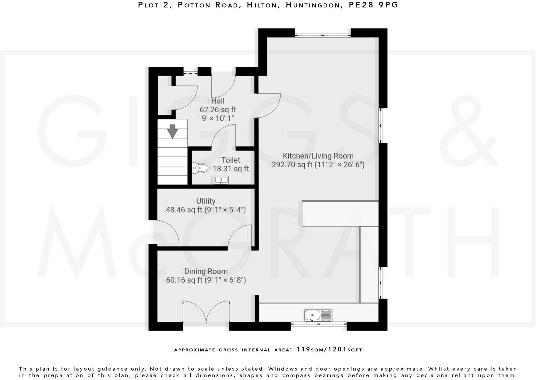 Ashlea 2, Potton Road, Hilton, Huntingdon, Cambridgeshire, PE28 9NG floorplan