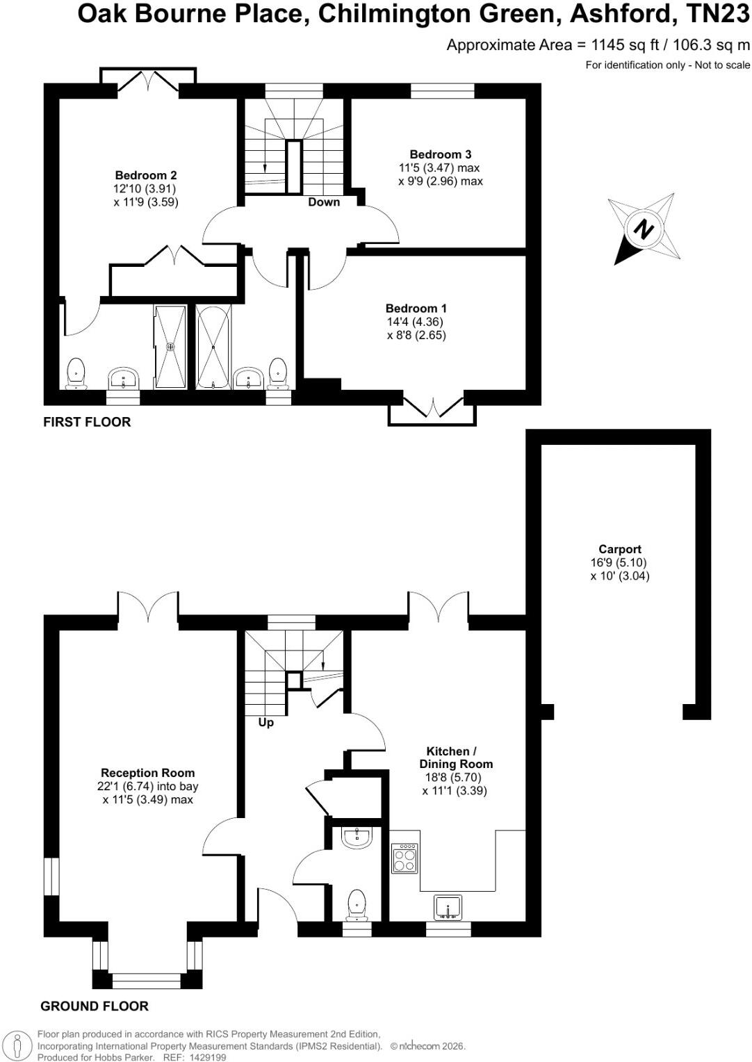 Oak Bourne Place, Chilmington Green, Ashford, Kent, TN23 floorplan