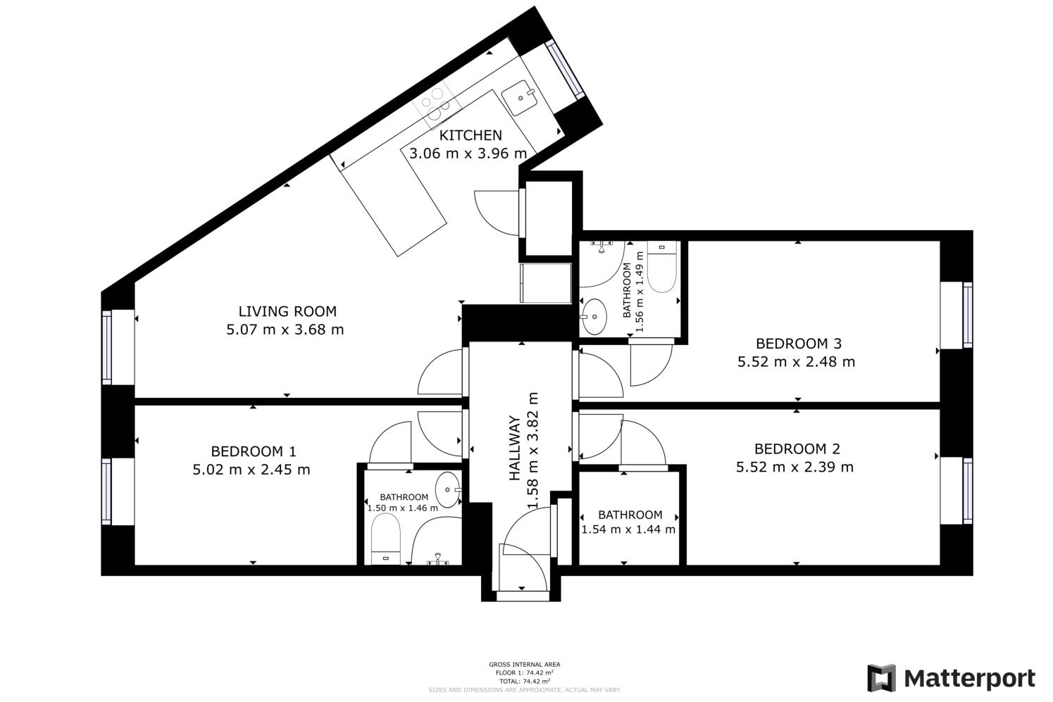 Flat 3, 6 Kilbourn Street, Nottingham, NG3 1BD floorplan