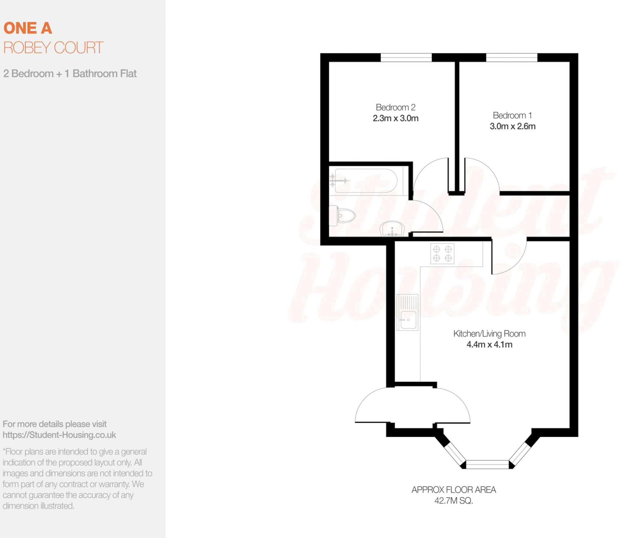 Stylish 2 Bed Student Flat  // Jun 2027 floorplan