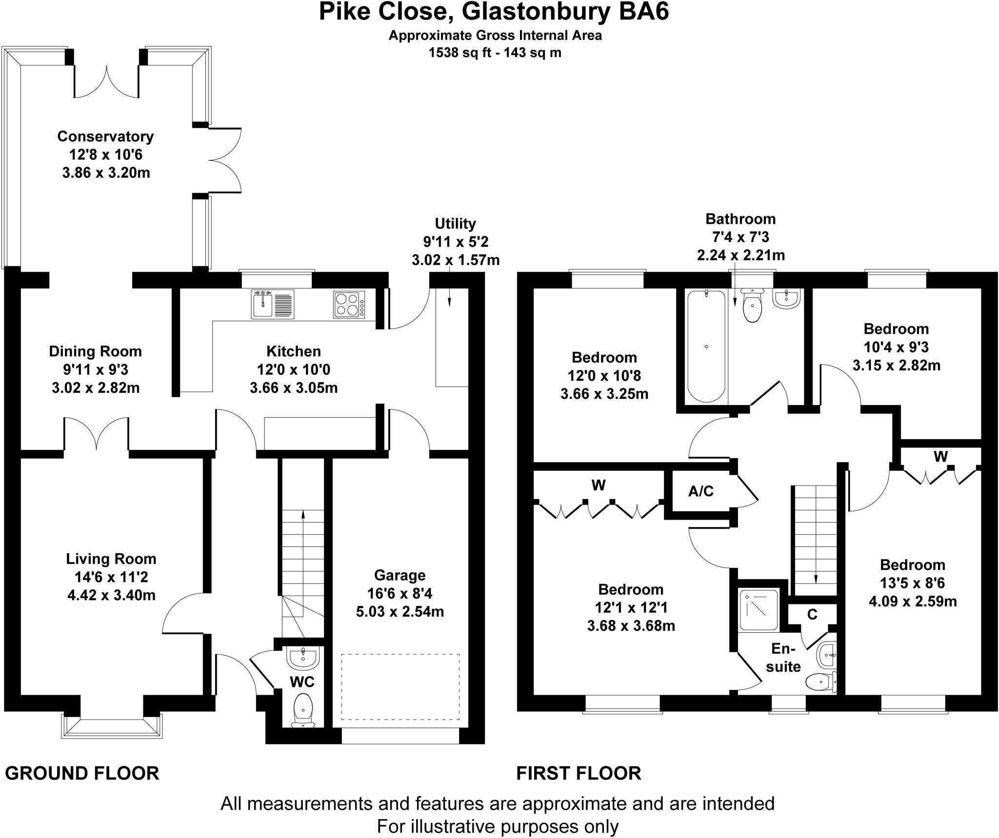 Four Bedroom Detached House, Pike Close, Glastonbury BA6 9PZ floorplan
