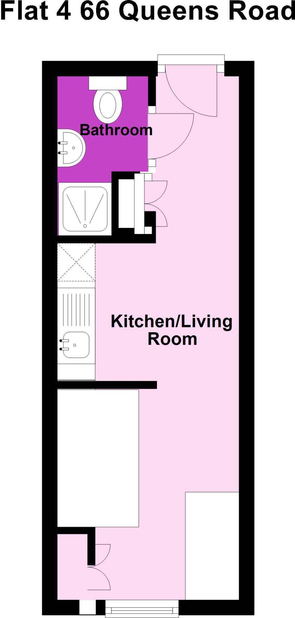 Queens Road (Flat 4), First Floor, Standard Studio, Clifton, Bristol, BS8 floorplan