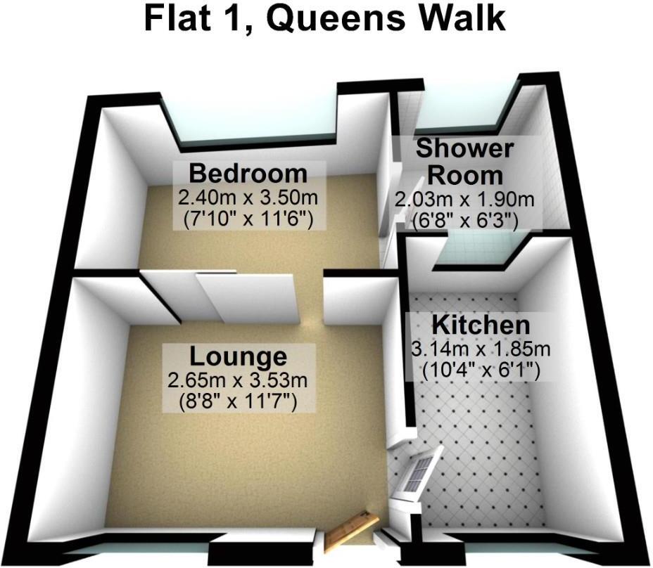 One Bedroom Flat, Queens Walk, Barnstaple floorplan
