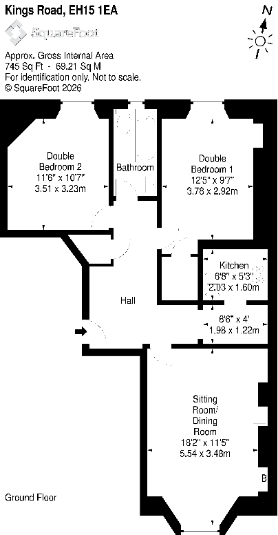 BF1, 4 Kings Road, Portobello, Edinburgh, EH15 1AE floorplan