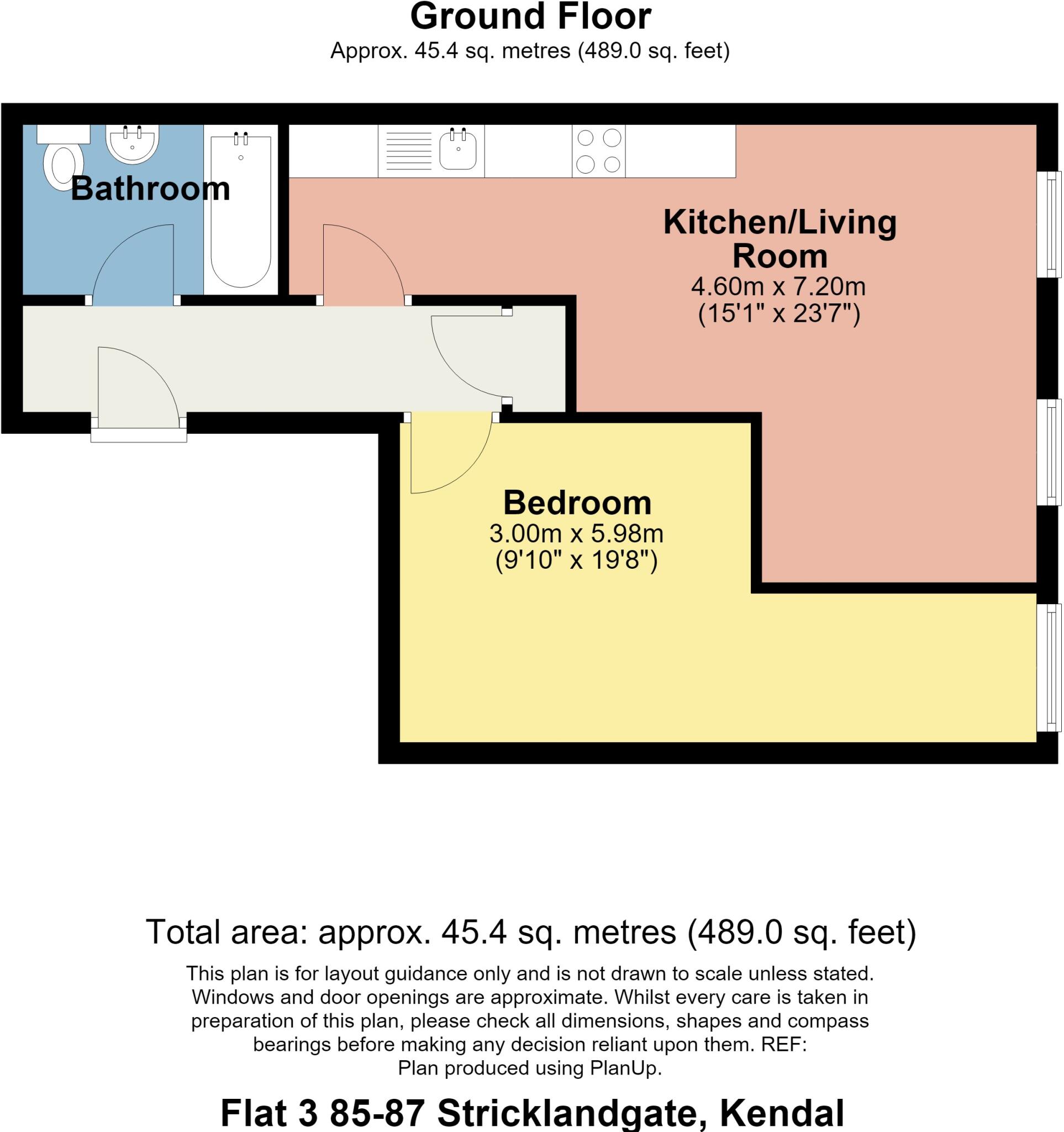 Flat 3, 85-87 Stricklandgate, Kendal, Cumbria, LA9 4RA floorplan