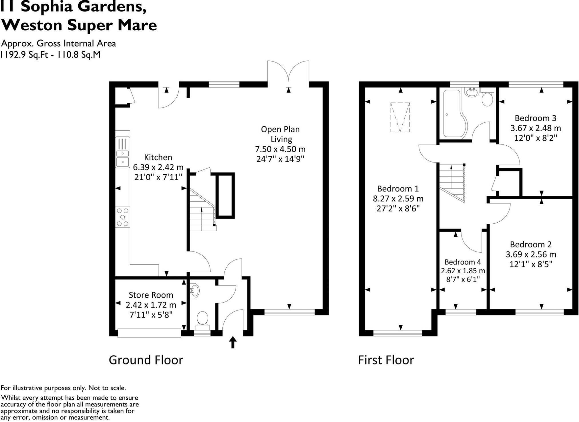 Sophia Gardens, North Worle - SUPERB 4 BED HOME floorplan