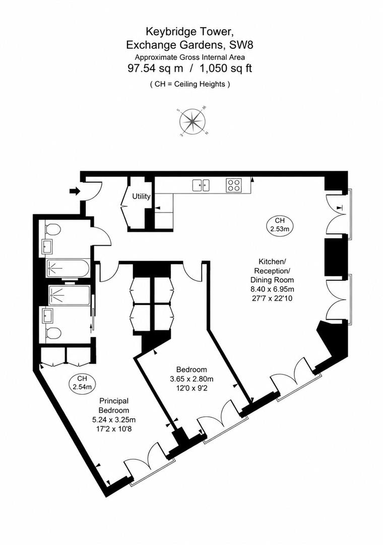Keybridge Tower, 1 Exchange Gardens, SW8 floorplan
