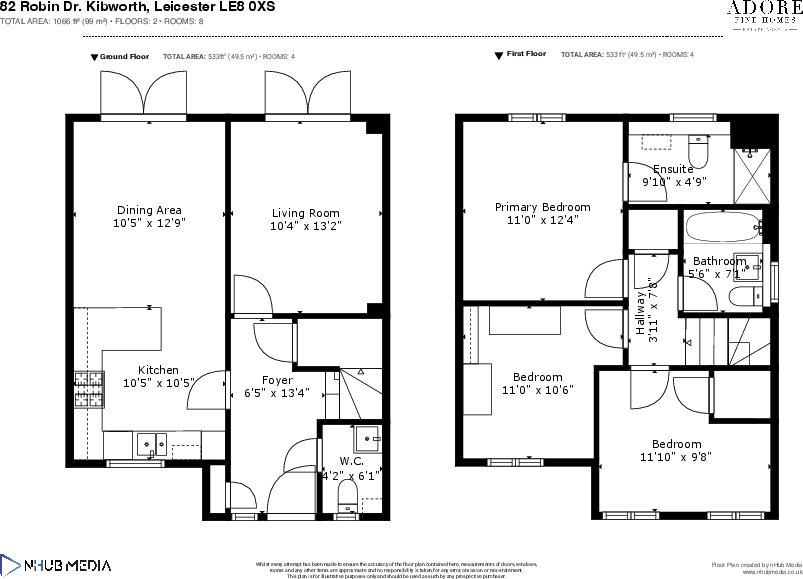 82 Robin Drive, Kibworth, LE8 0XS floorplan
