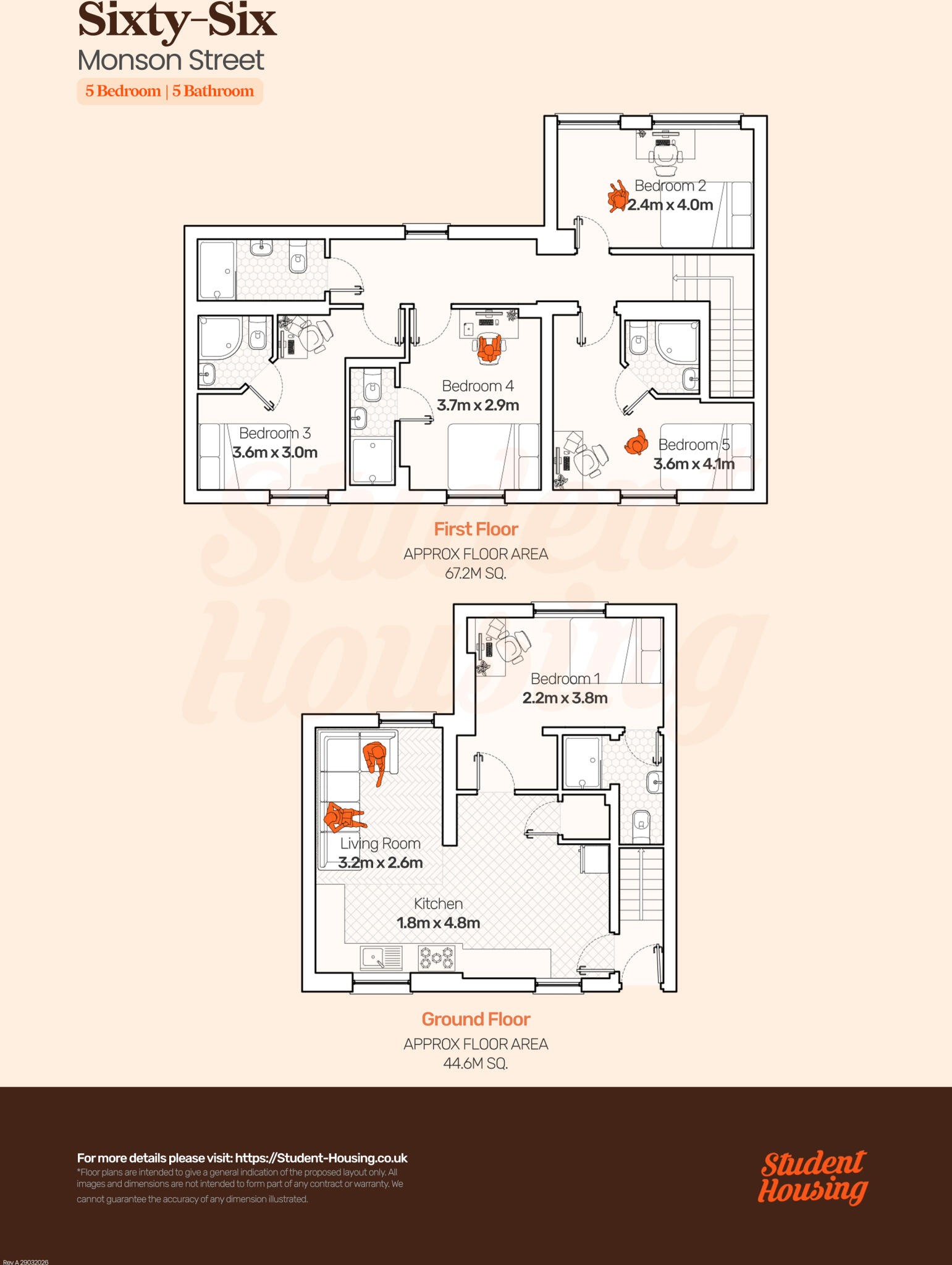 5 Bed // All Ensuite // Student House // Sept 2026 floorplan