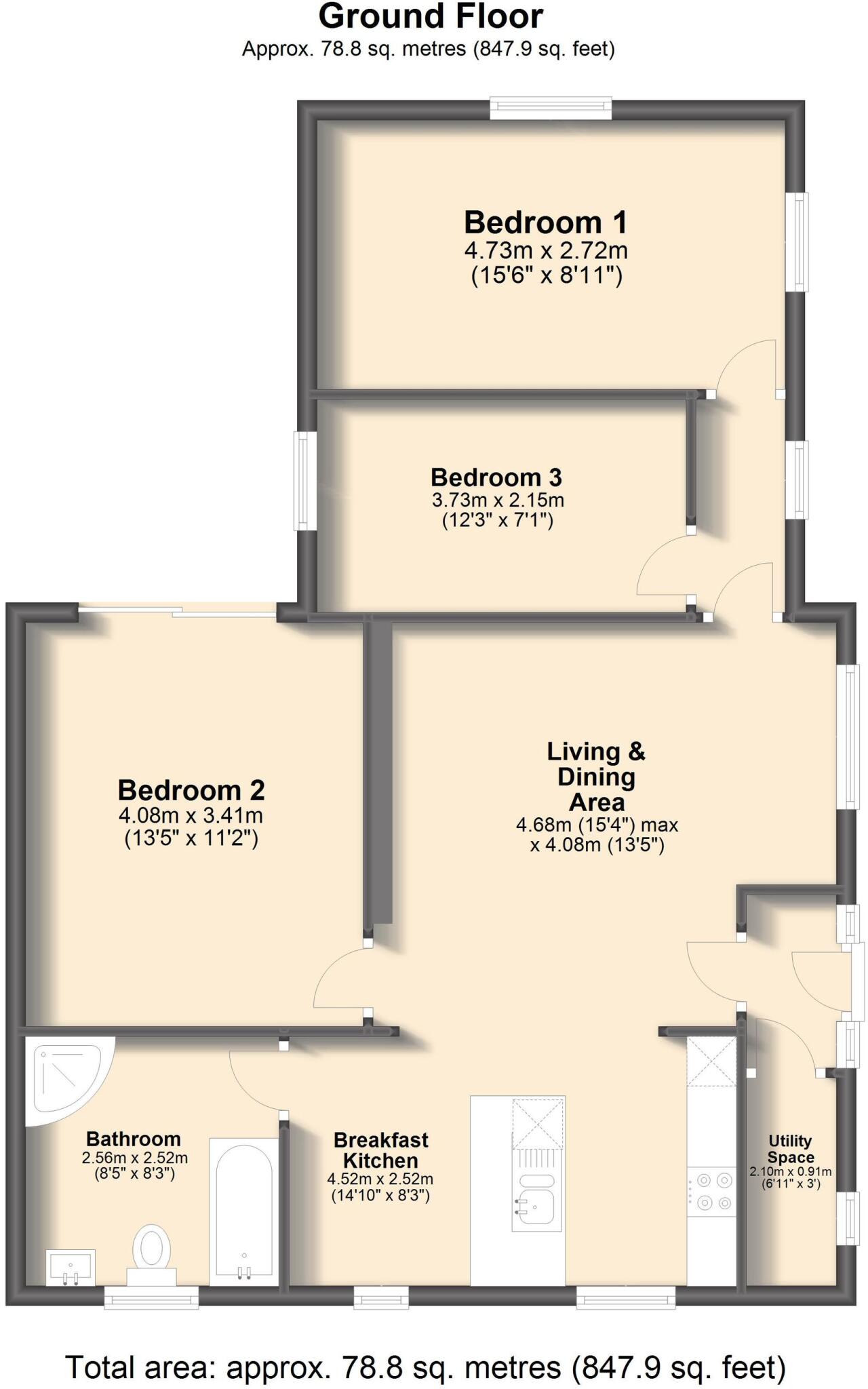 Shakespeare Avenue, Creswell, S80 floorplan