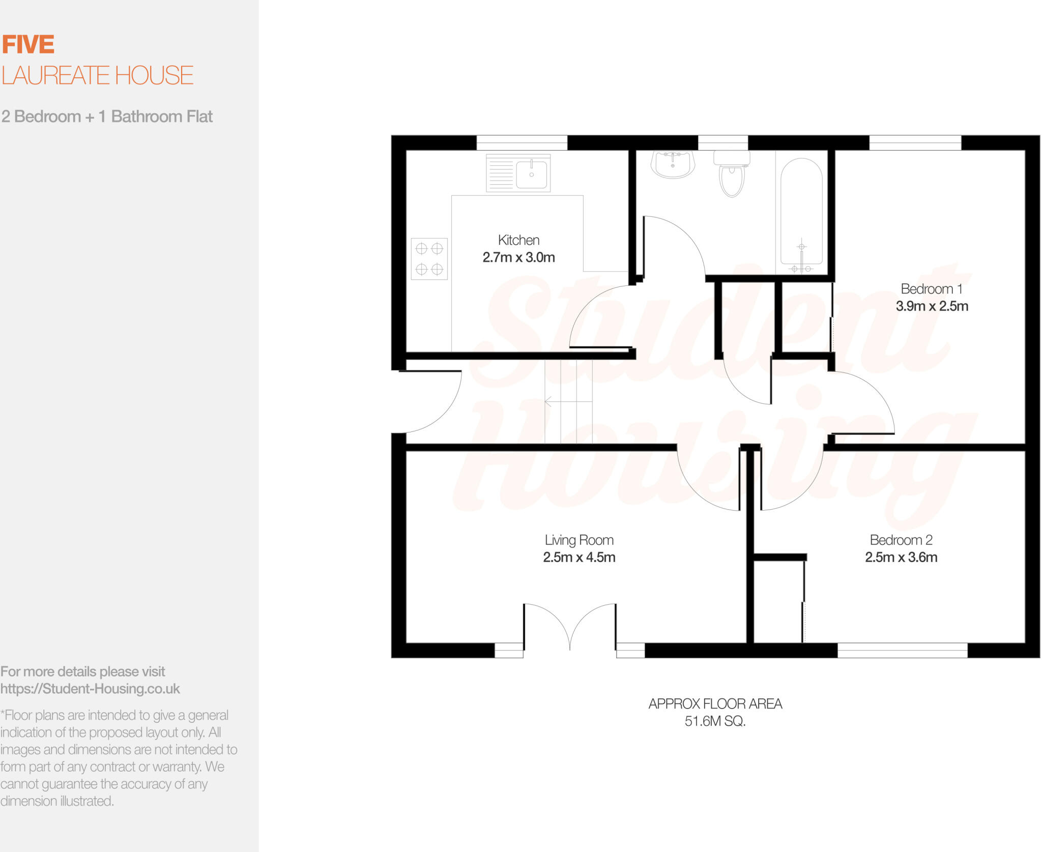Modern Gated Apt // 2 Bed // Laureate House // AUG 2027 floorplan