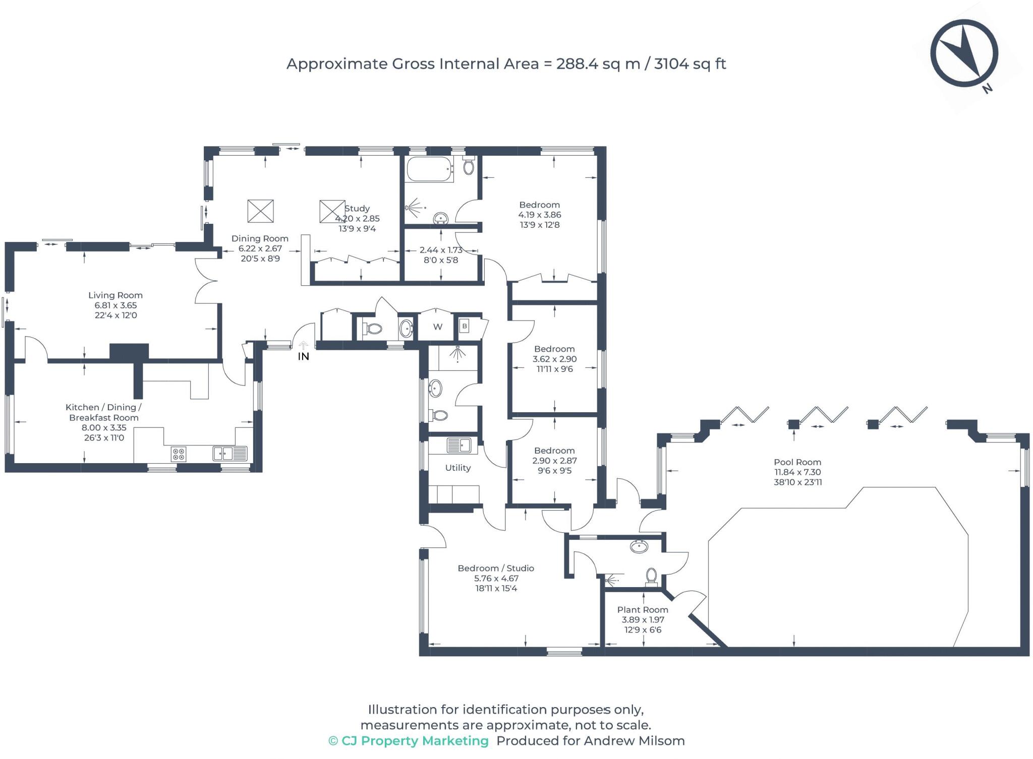 Cookham, Large detached single storey architect designed family residence. floorplan
