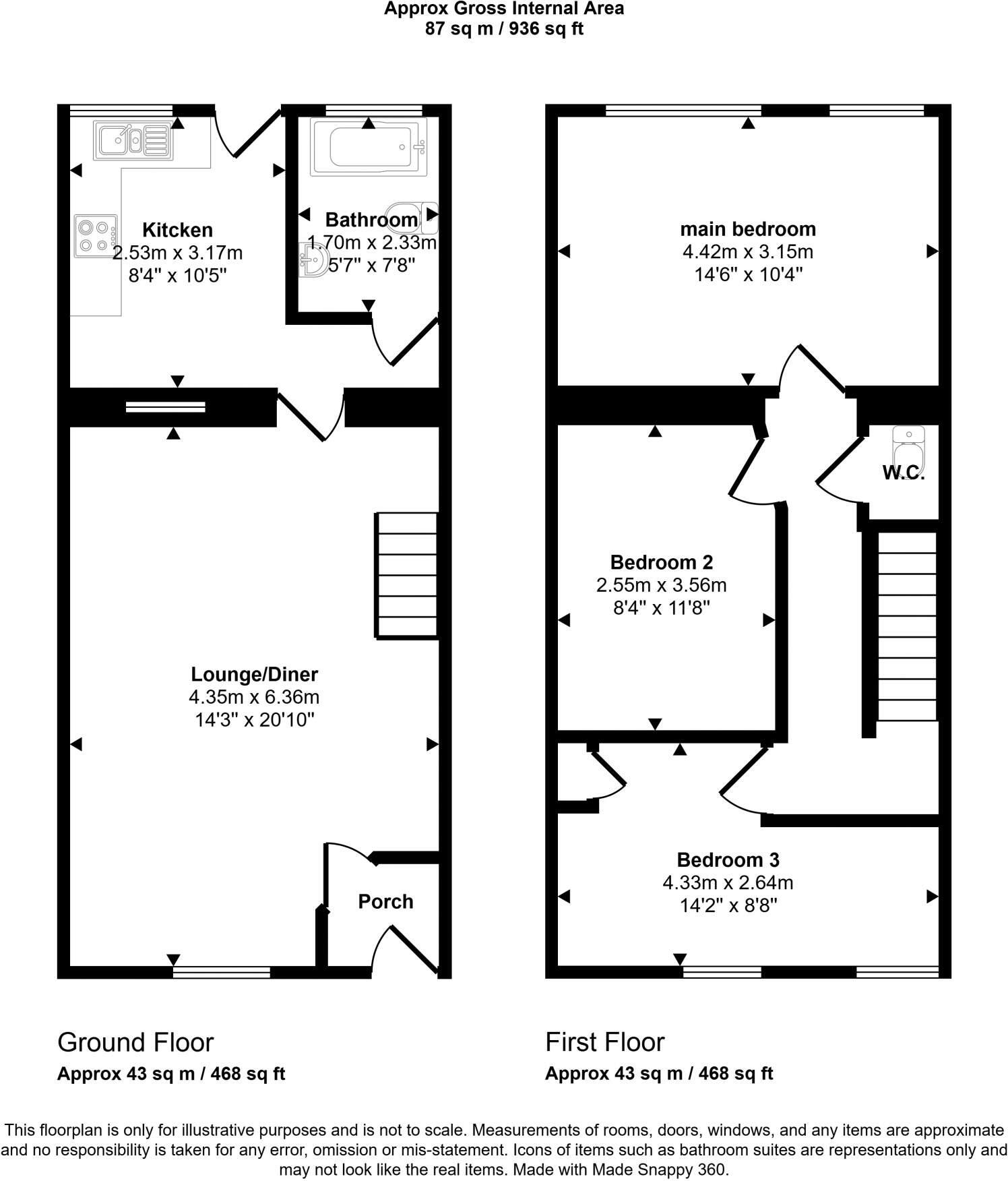 Blaen-y-cwm Terrace, Treherbert, Treorchy, Rhondda Cynon Taff. CF42 5ND floorplan
