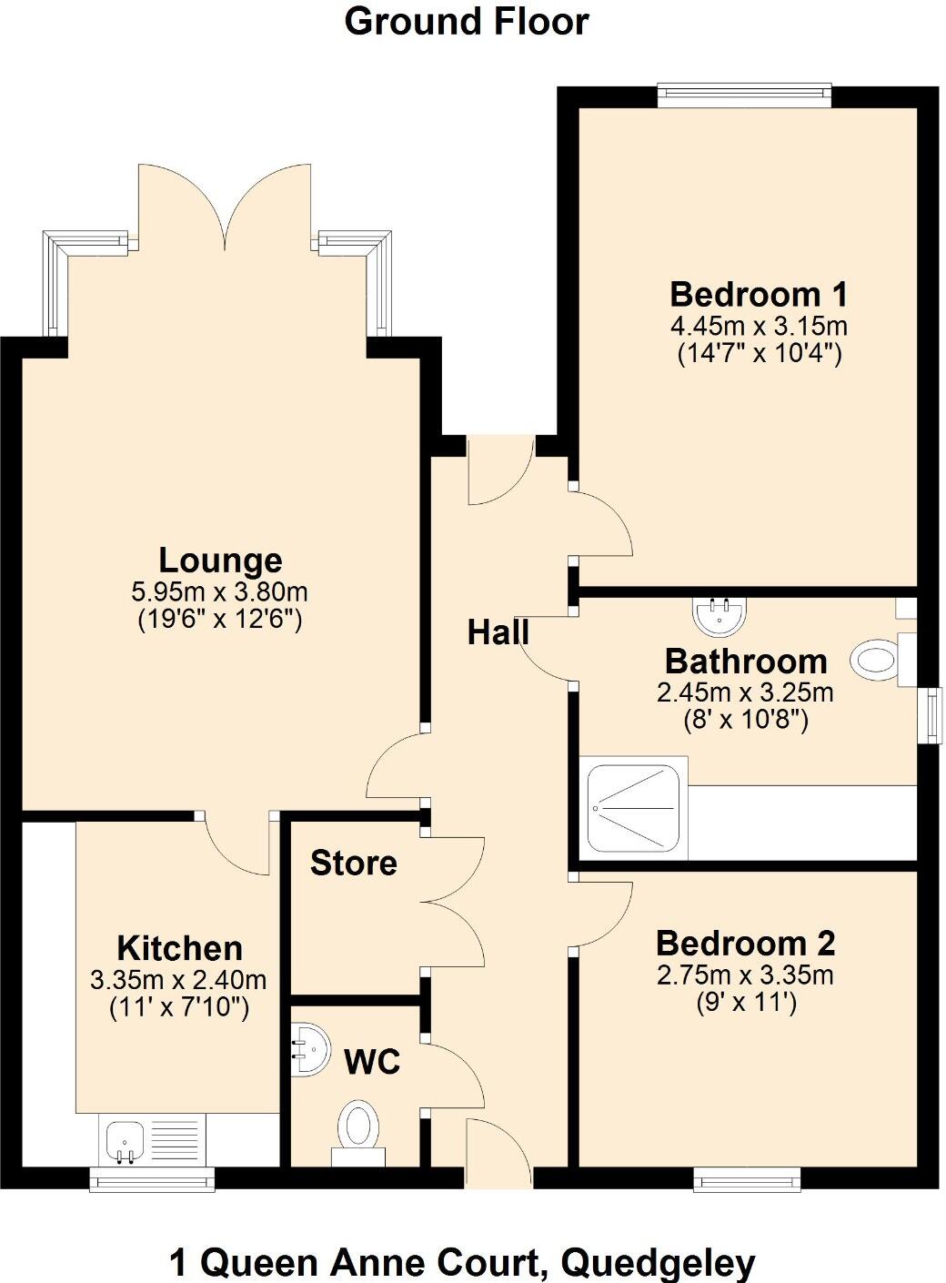 1 Queen Anne Court, Bristol Road, Quedgeley, Gloucester, GL2 4JY floorplan