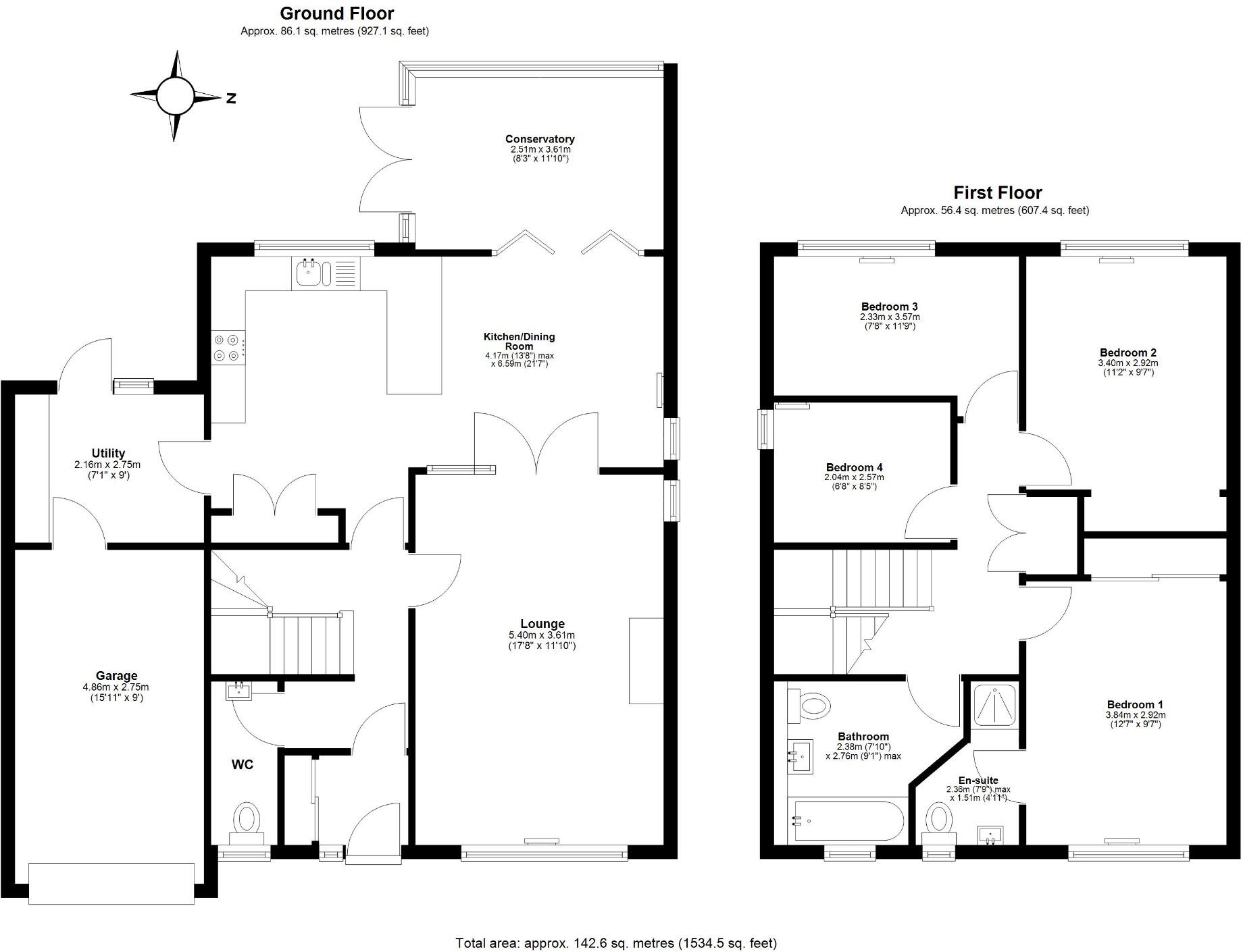 Marshall Close, Frimley, Camberley, Surrey, GU16 9NY floorplan