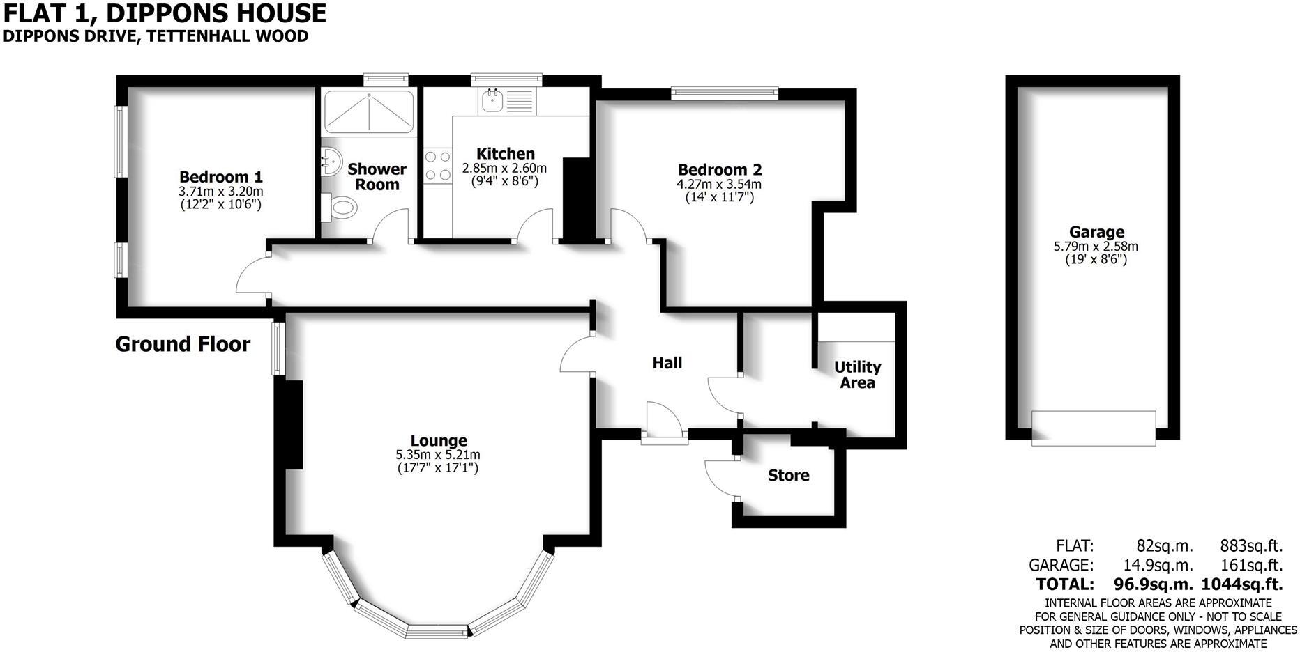 Flat 1 Dippons House, Dippons Drive, Wolverhampton, WV6 8HJ floorplan