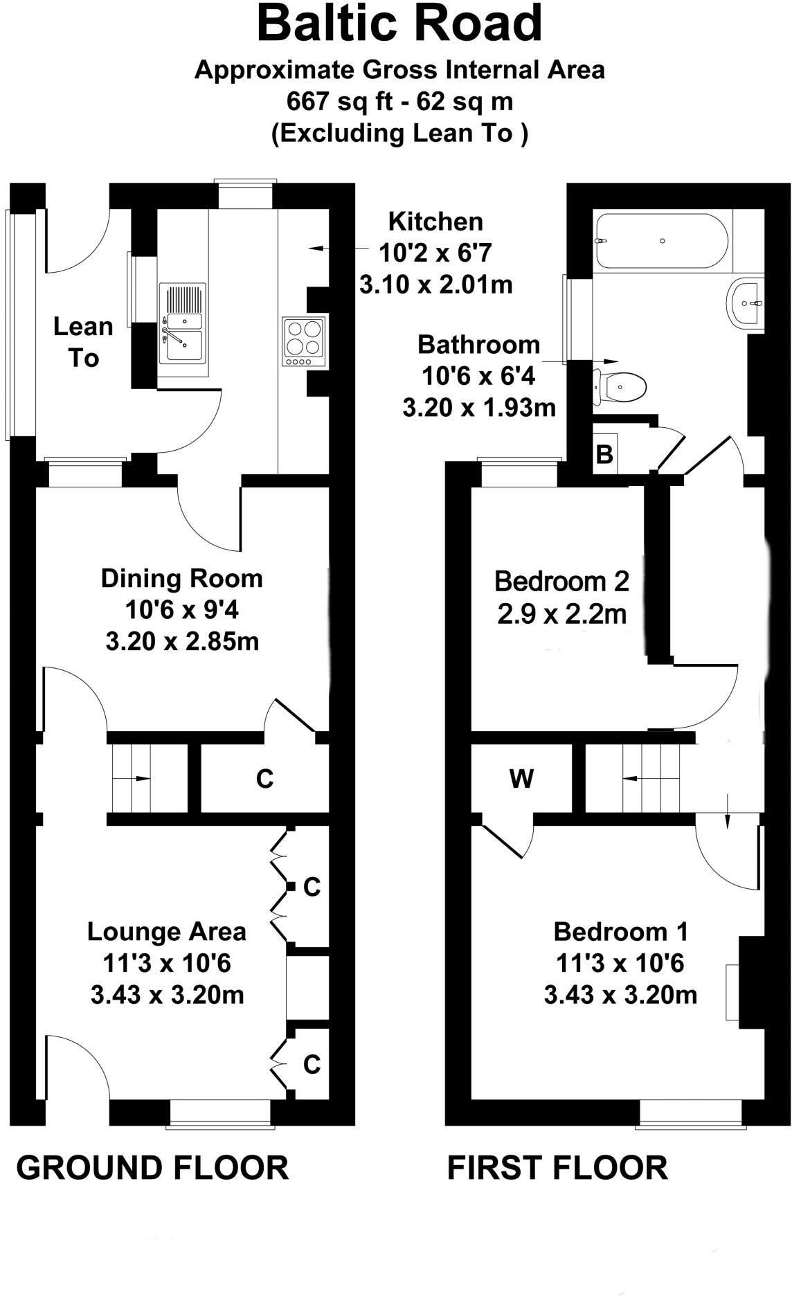 2 Bedroom Terraced House with Garden, Baltic Road, Tonbridge floorplan