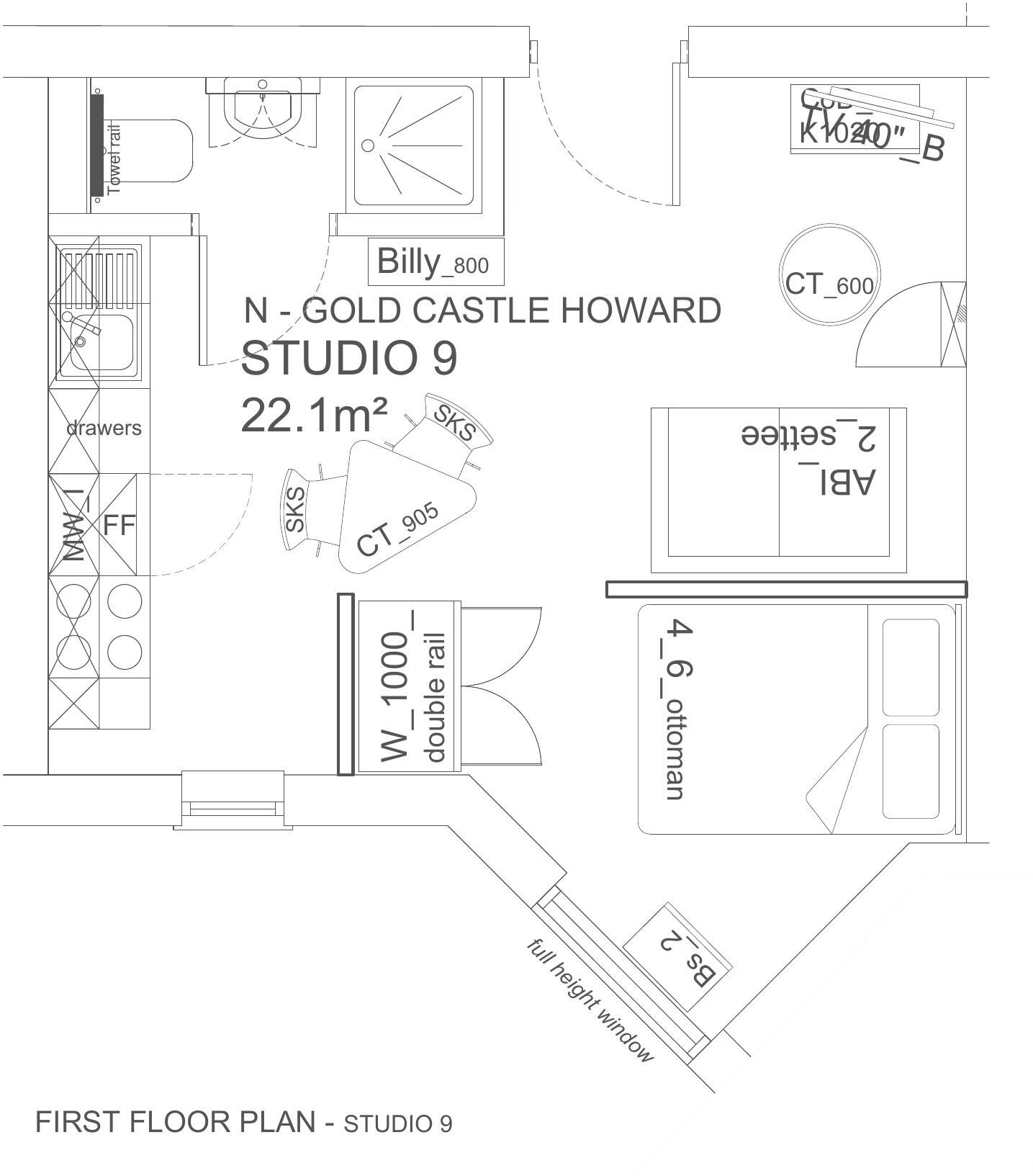 Gold Castle Howard- Studio 9 |Verney St floorplan