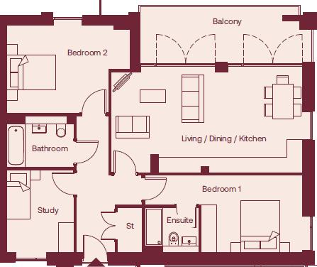 Plot 1, Brush House, Old Electricity Works, St. Albans floorplan