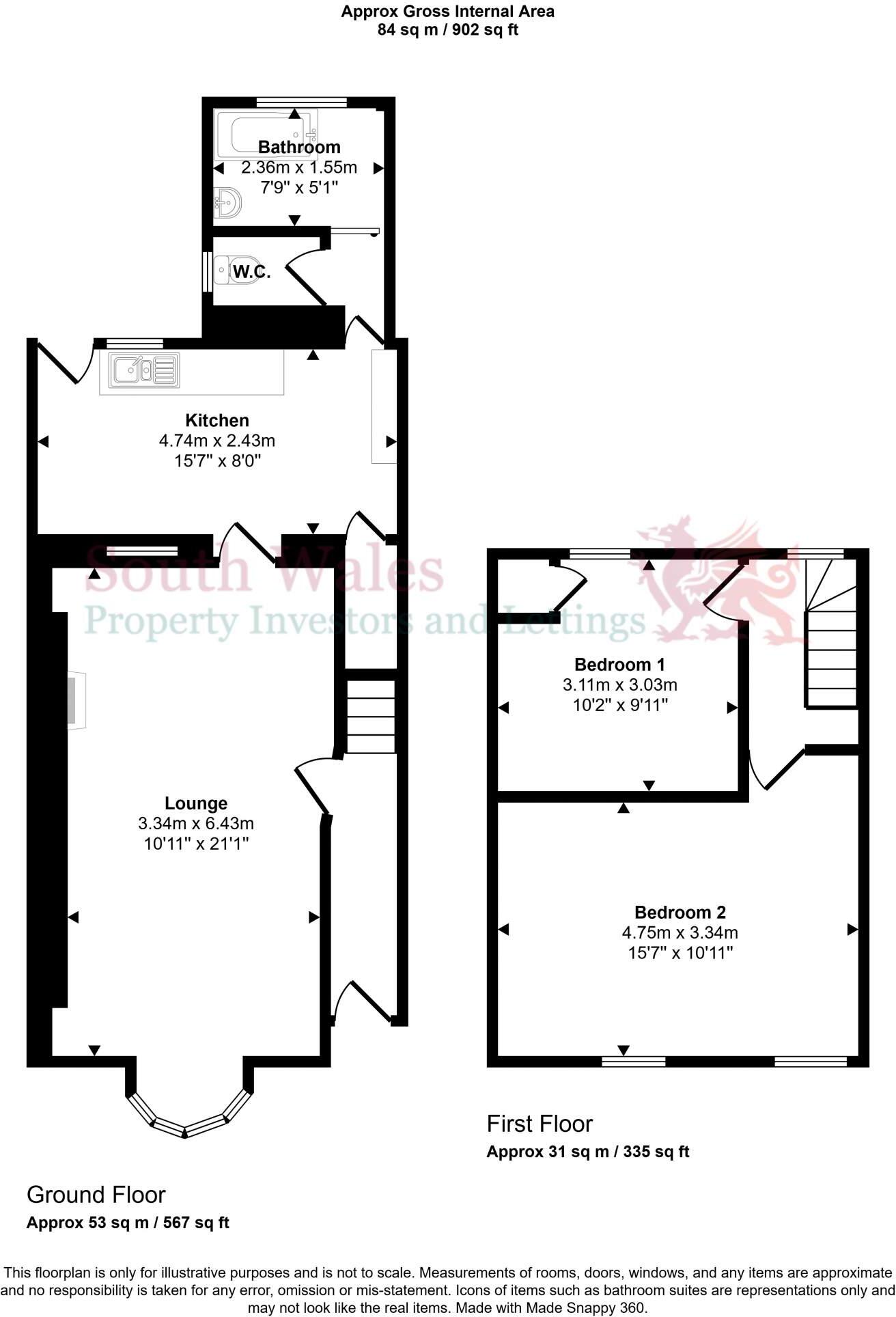 Dumfries Street, Treherbert, Treorchy, Rhondda Cynon Taff. CF42 5PT floorplan