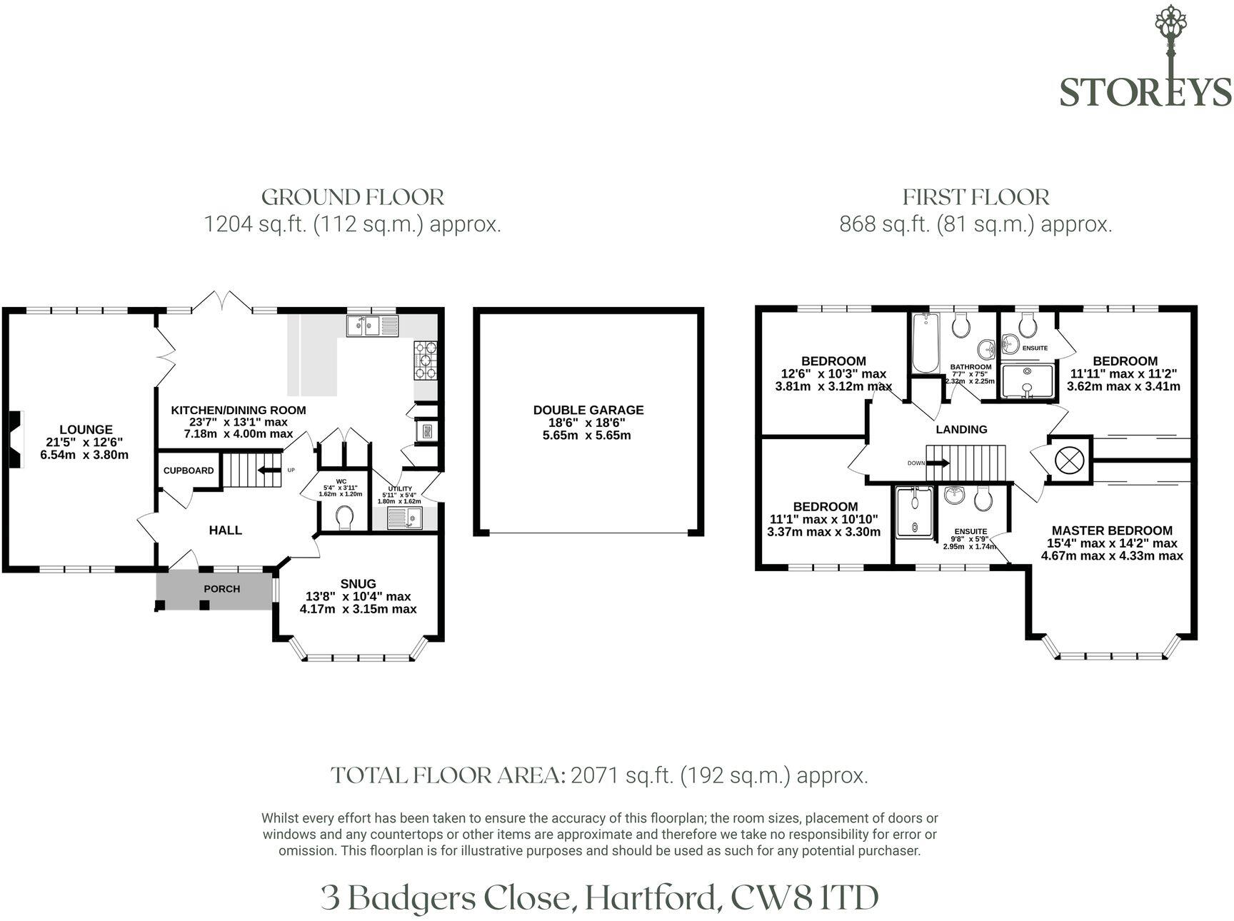 3 Badgers Close, Hartford, CW8 1TD floorplan