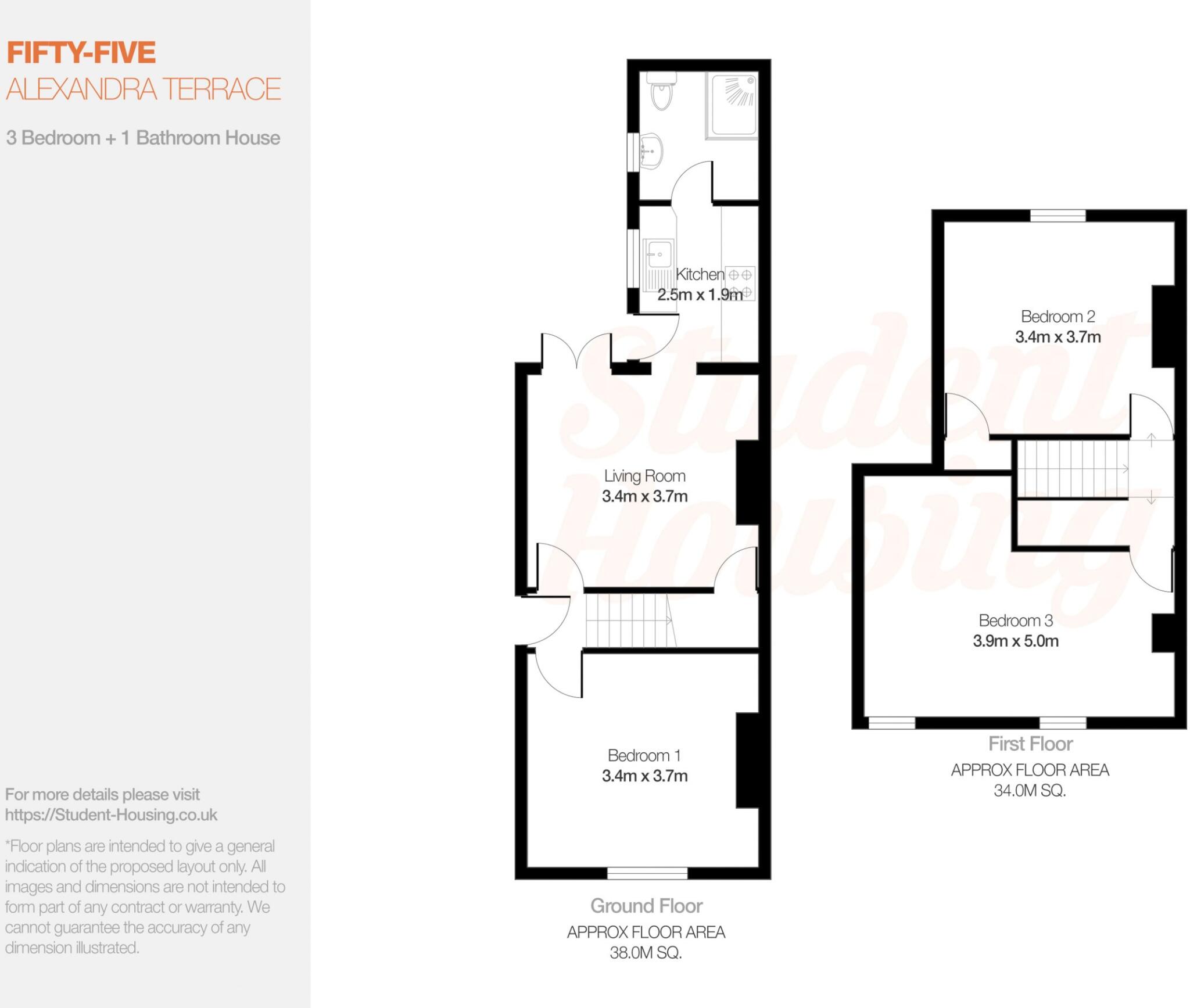 3 Bed Student House // West End | Jul 2027 floorplan