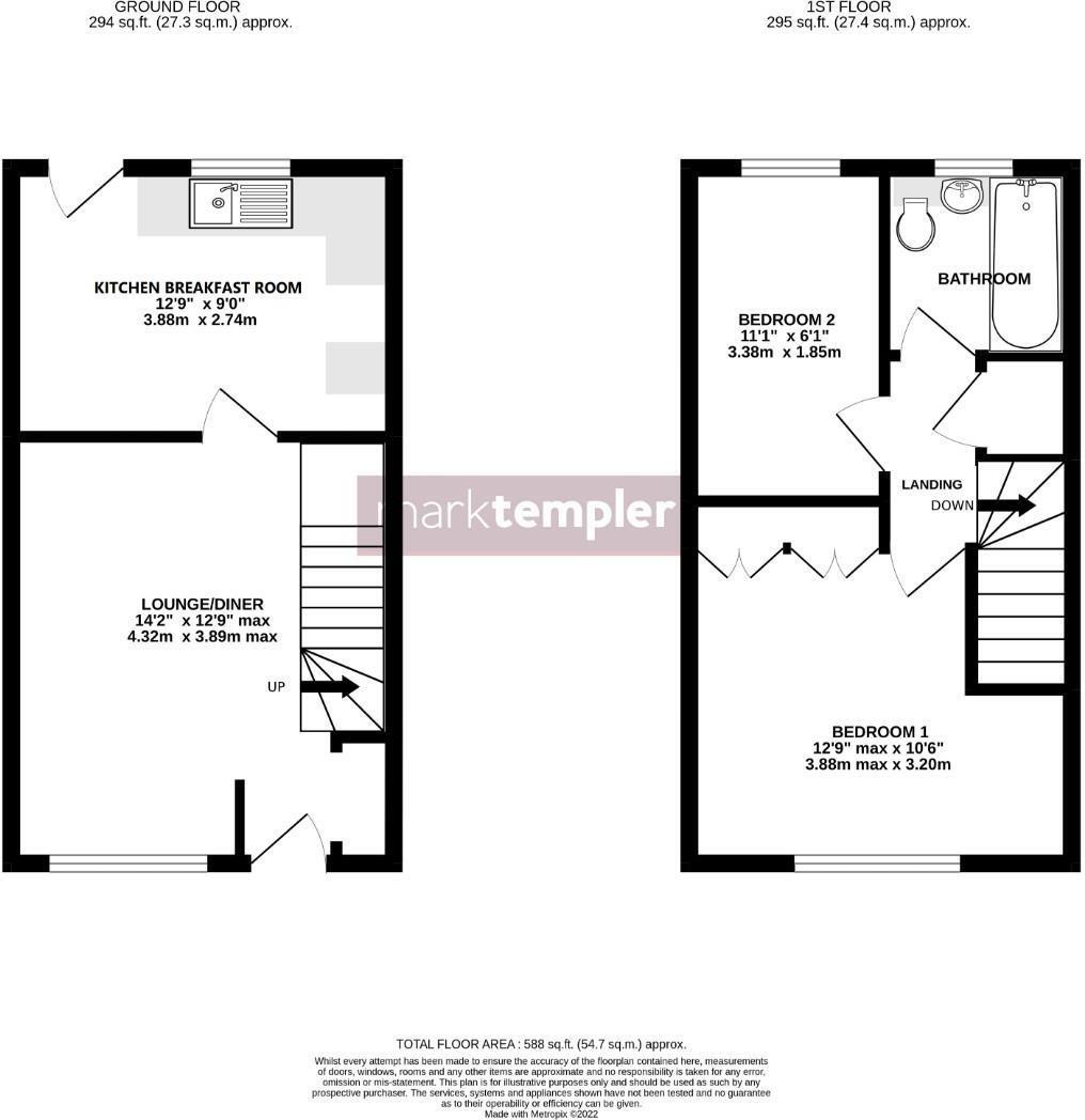 Two bedroom home in a peaceful Yatton cul-de-sac location floorplan