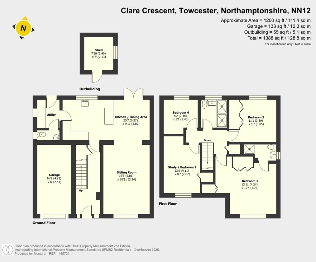 Clare Crescent, Towcester, Northamptonshire, NN12 floorplan