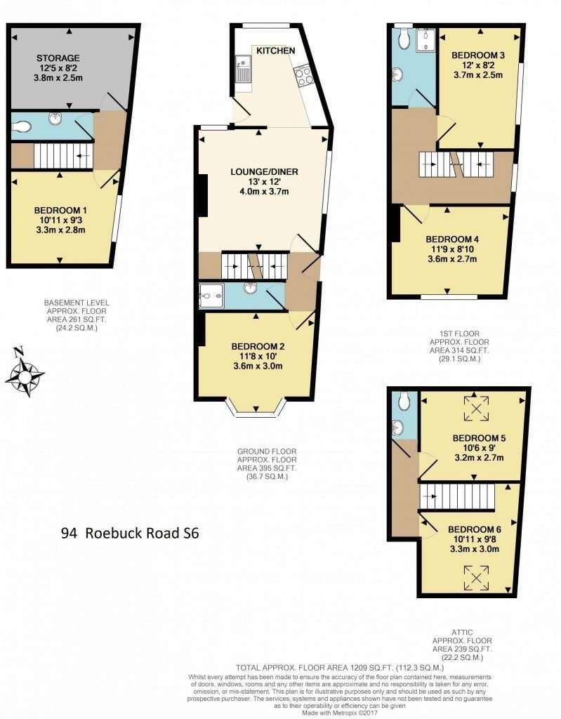 94 Roebuck Road, Crookesmoor, S6 3GQ floorplan
