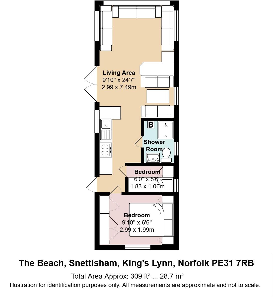 SNETTISHAM BEACH - Static Holiday Caravan in PRIME Position with Panoramic Views floorplan
