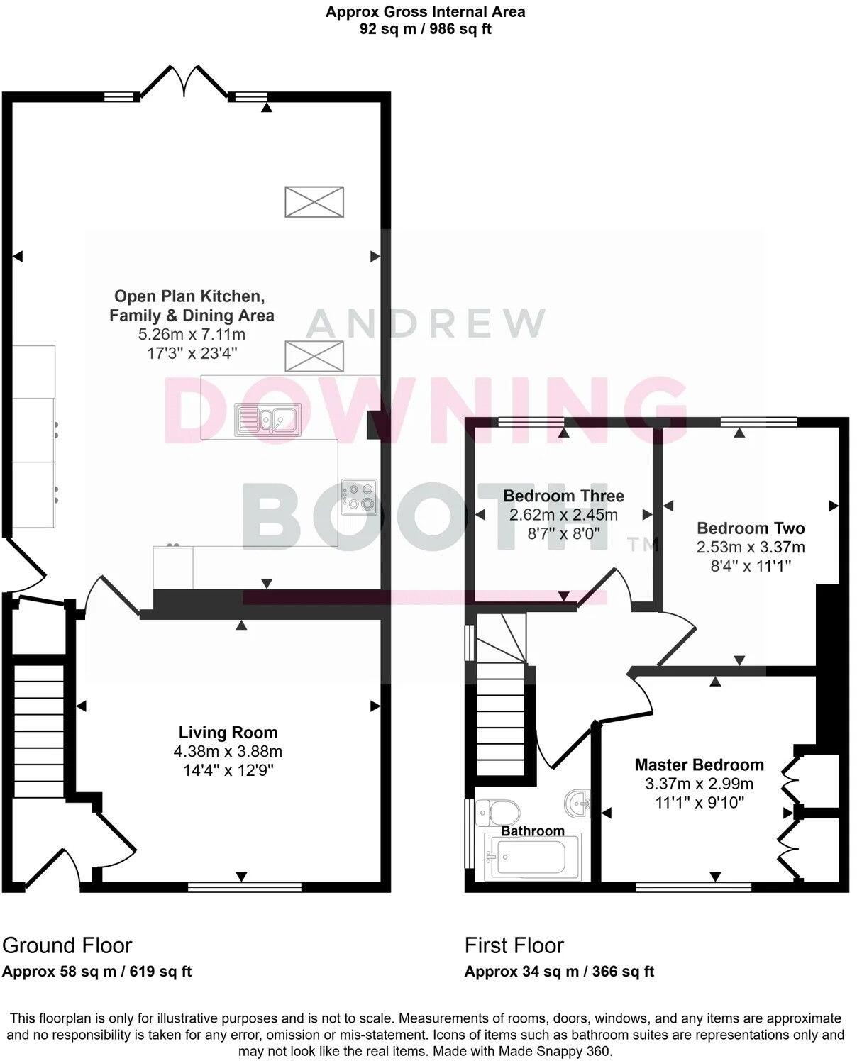 The Green, Handsacre - Extended Three Bedroom Family Home floorplan