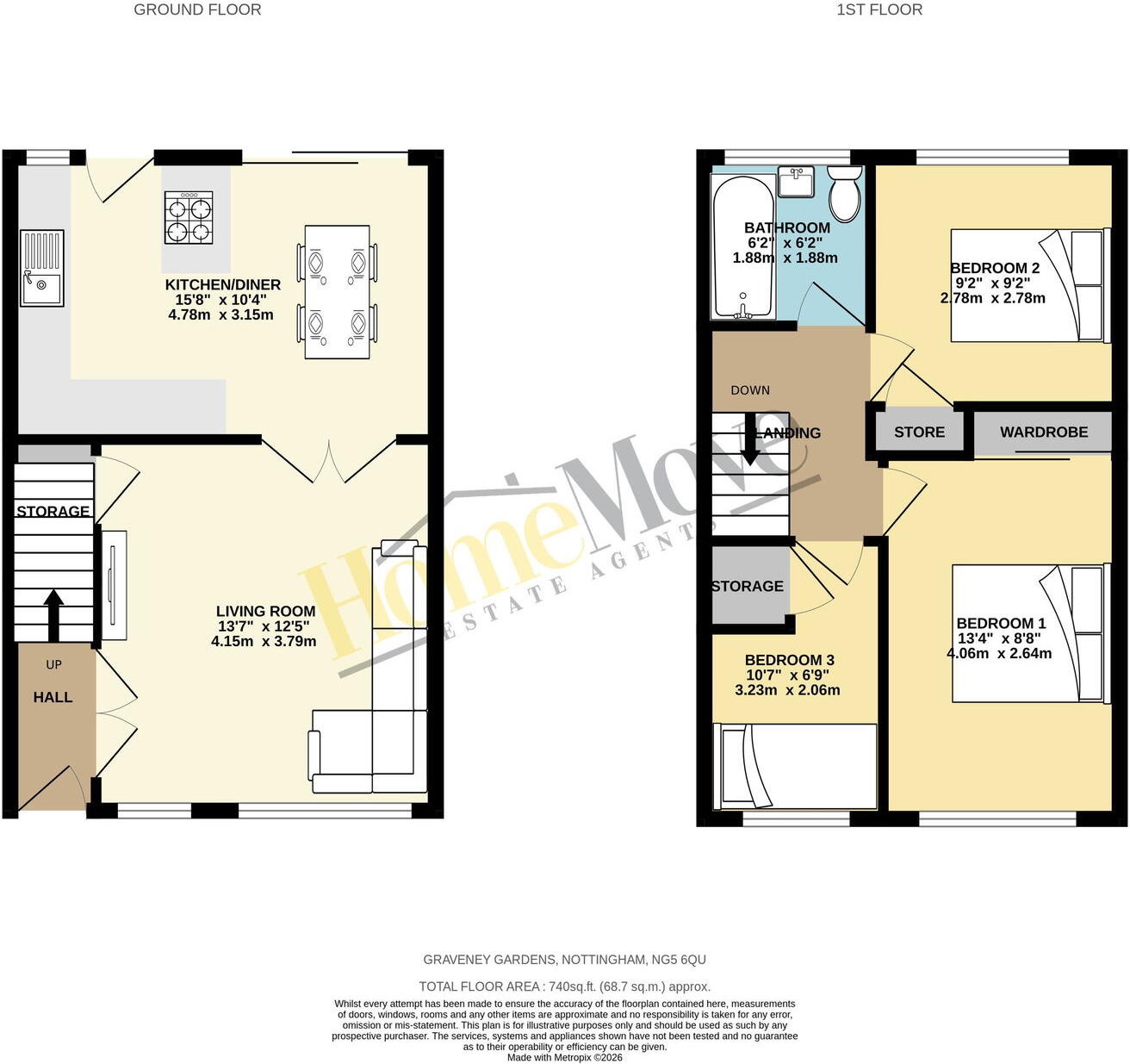 Graveney Gardens, Arnold, Nottingham, Nottinghamshire, NG5 6QW floorplan