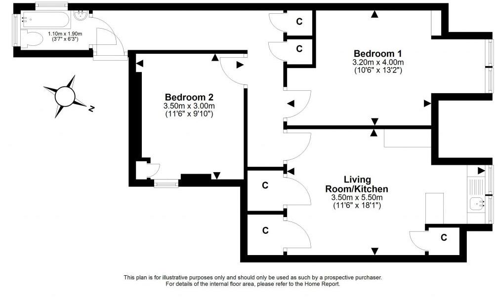 2 (5F1) Burnet's Close, 156 High Street, Edinburgh, EH1 1QU floorplan