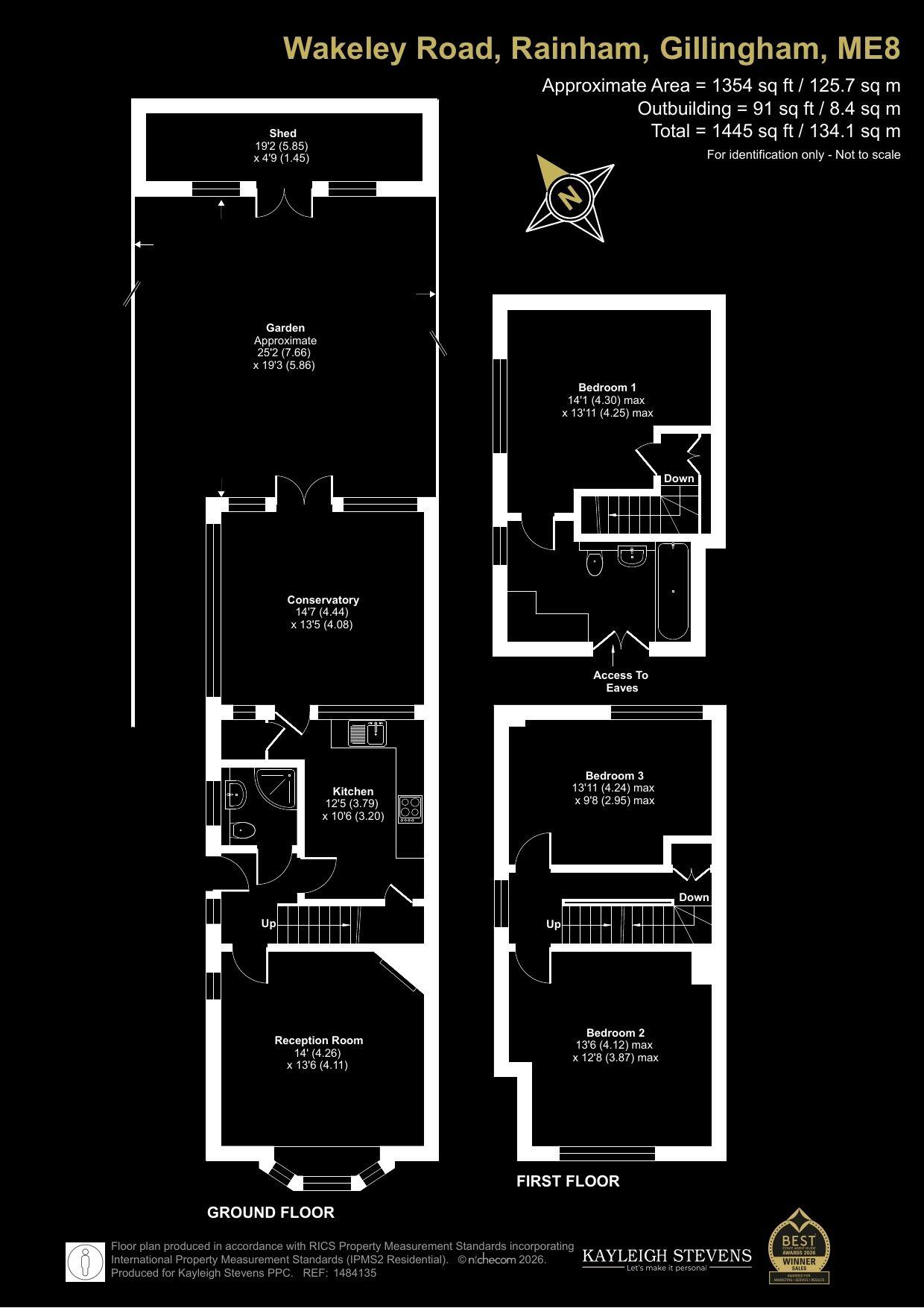 Three double bedrooms, station-side convenience and no forward chain - 1,354 sq ft floorplan