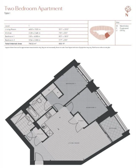 Westmark Tower, Newcastle Place W2 floorplan