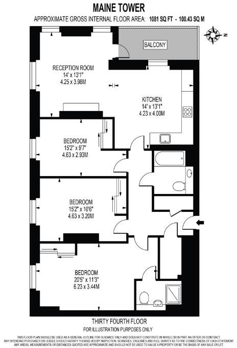 Maine Tower, 9 Harbour Way, E14 floorplan