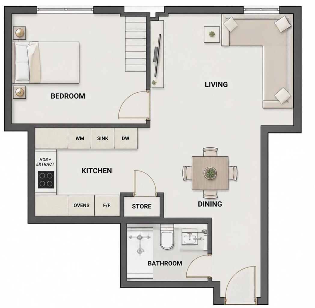 One Bedroom Apartment, Severn House, Old Gloucester Road, Hambrook, Bristol floorplan