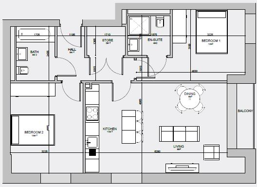 Apartment 14, The Courts, Sale floorplan
