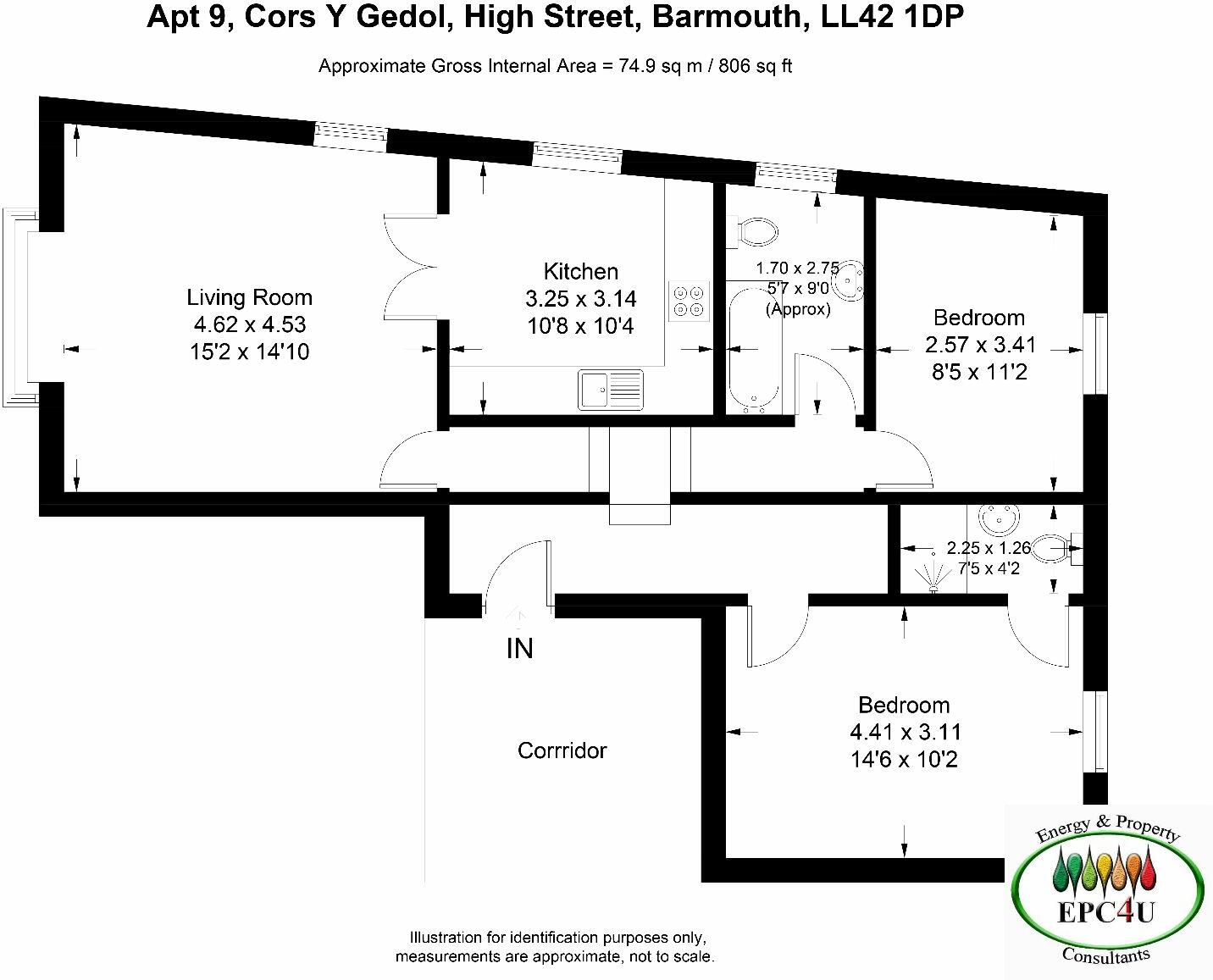 Apartment 9 , Cors Y Gedol, Barmouth LL42 1DP floorplan