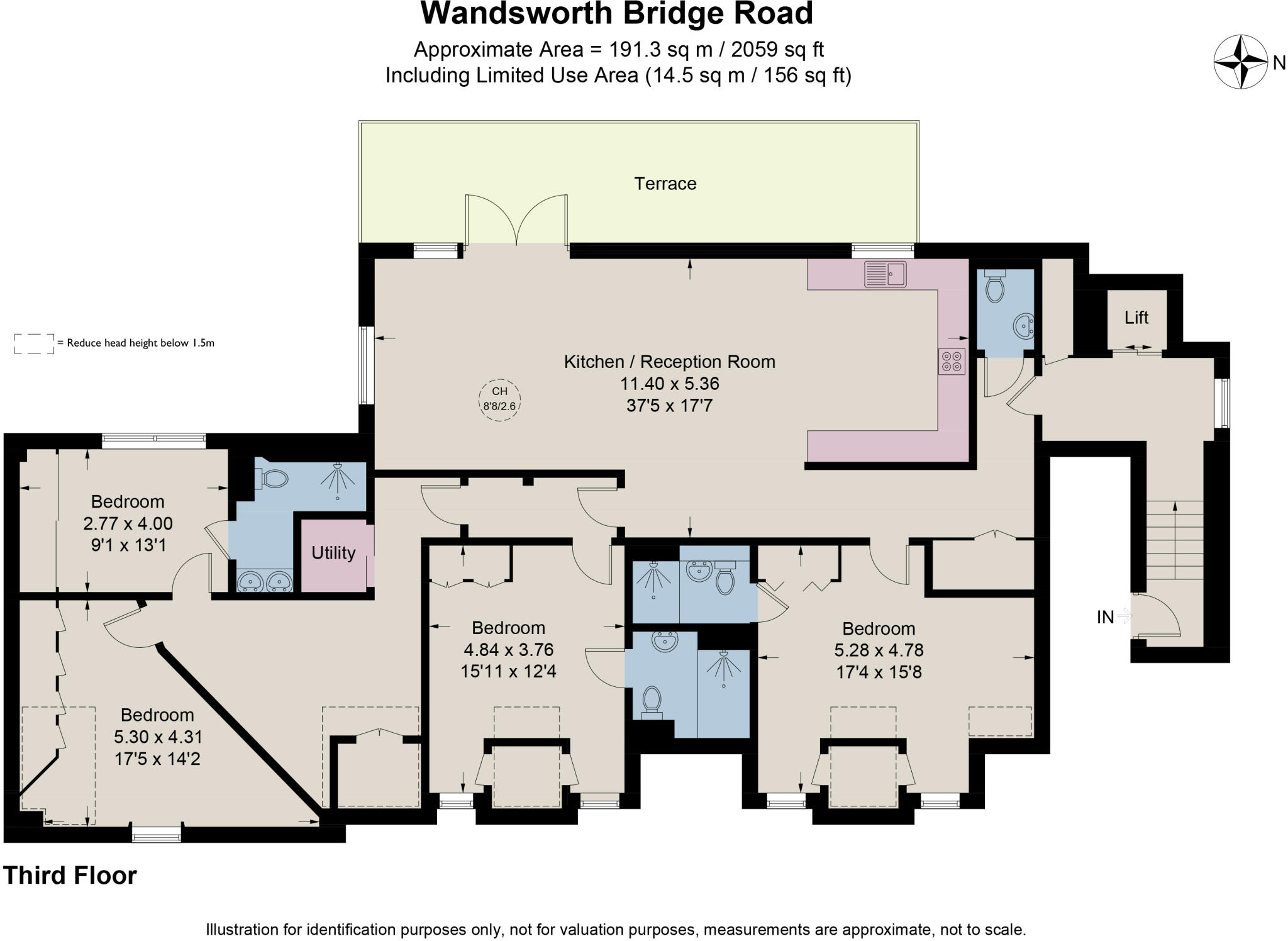 Riverton Apartments, 132                    Wandsworth Bridge Road, Fulham, SW6 floorplan