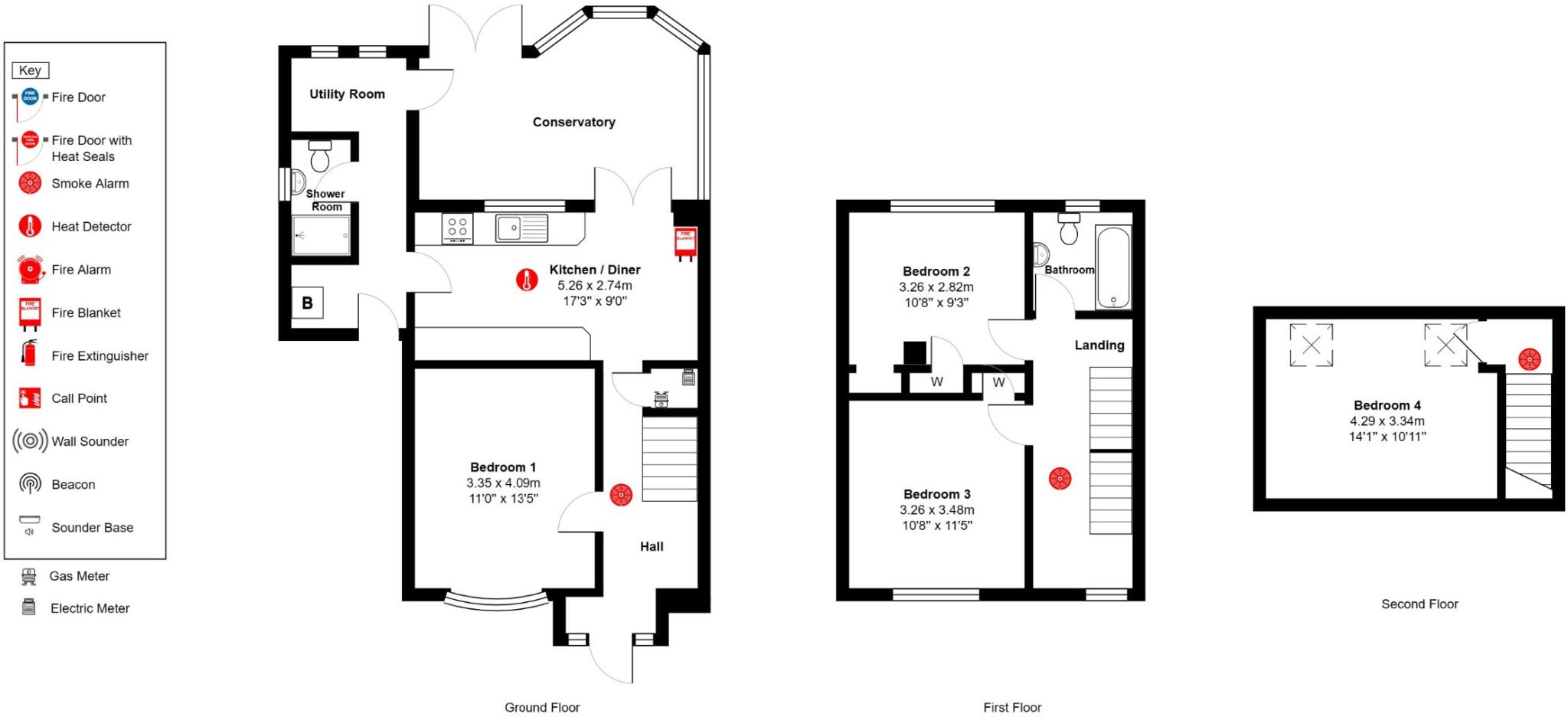 4 bed student house, 17 Nevill Close, CV31 3HG floorplan