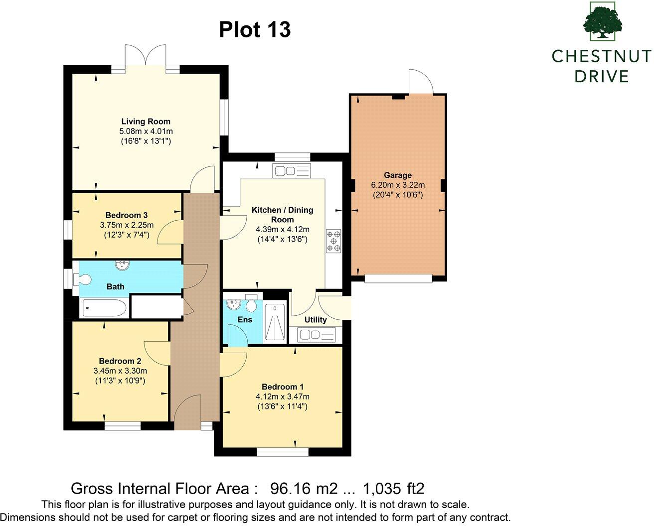 Plot 13, The Laurel, Chestnut Drive, Curry Rivel, Langport, Somerset, TA10 floorplan