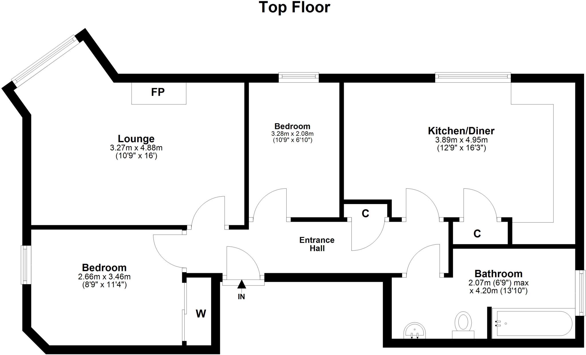 2(4F2) Wolseley Place, Edinburgh, EH8 floorplan